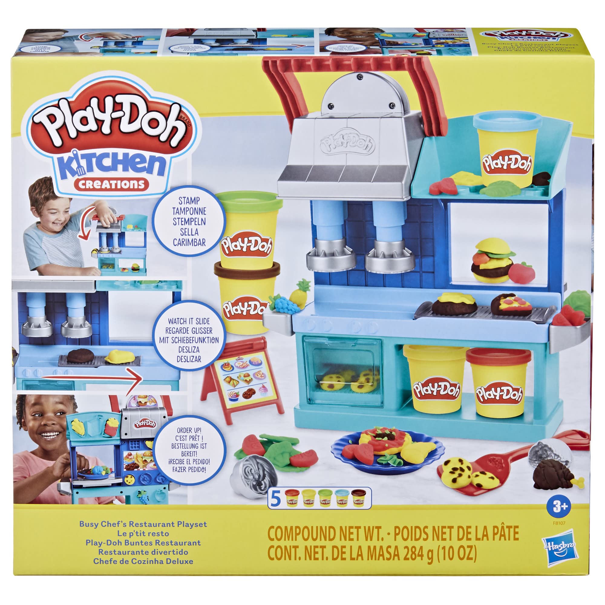 Play-Doh Kitchen Creations Busy Chef's Restaurant Playset - 2-Sided Pretend Play Kitchen for Ages 3+ 8