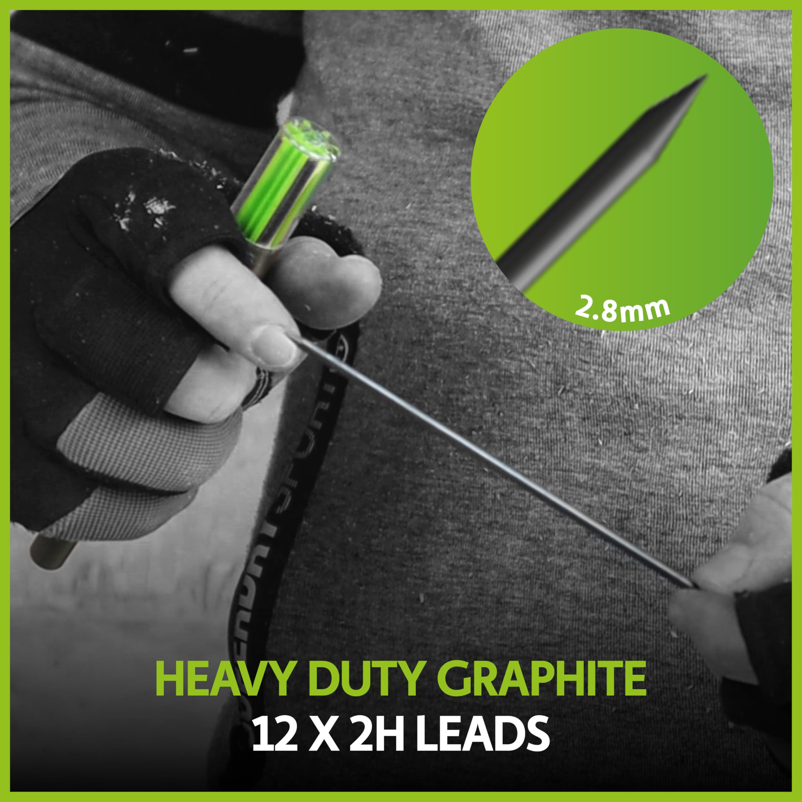 Tracer 2H Hard Replacement Leads - Pack of 12 | 2.8mm Graphite | Compatible with Deep Hole Pencils 4