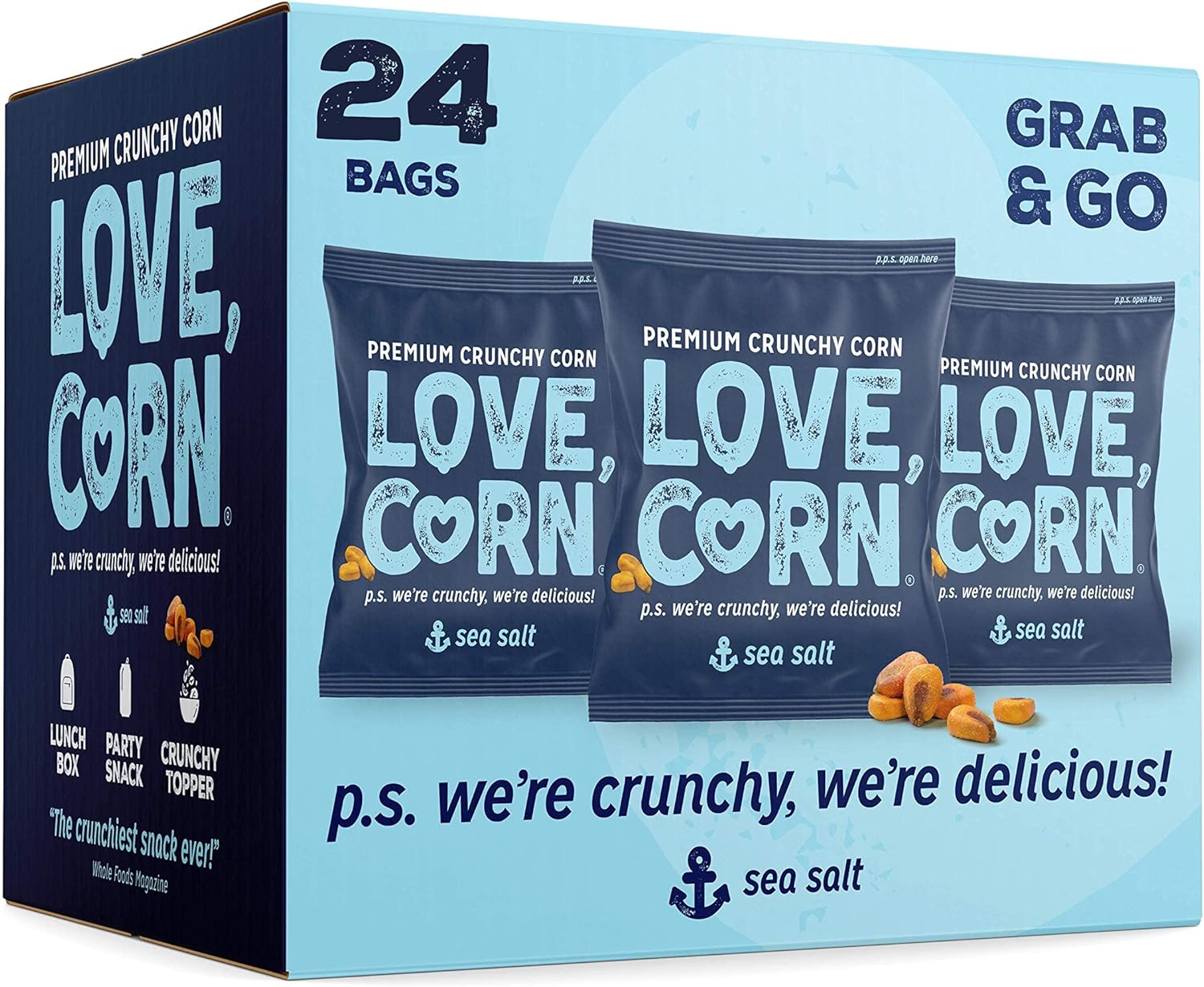 LOVE CORN Sea Salt Crunchy Corn Snack 20g x 24 Bags – Gluten Free Vegan Snack