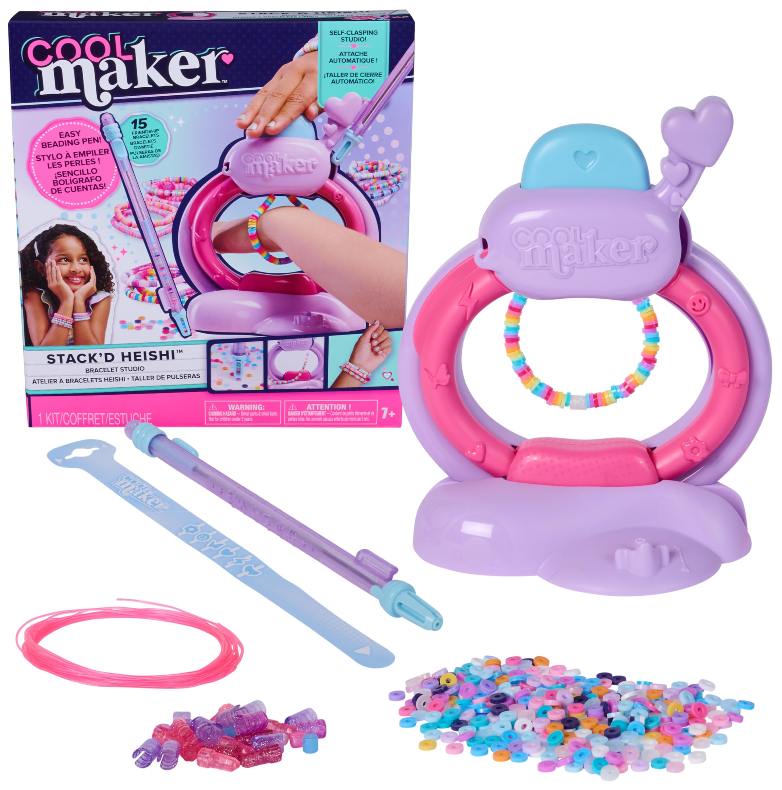 Cool MAKER Stack’d Heishi Studio Bracelet Making Kit - Easy Beading Pen for Kids