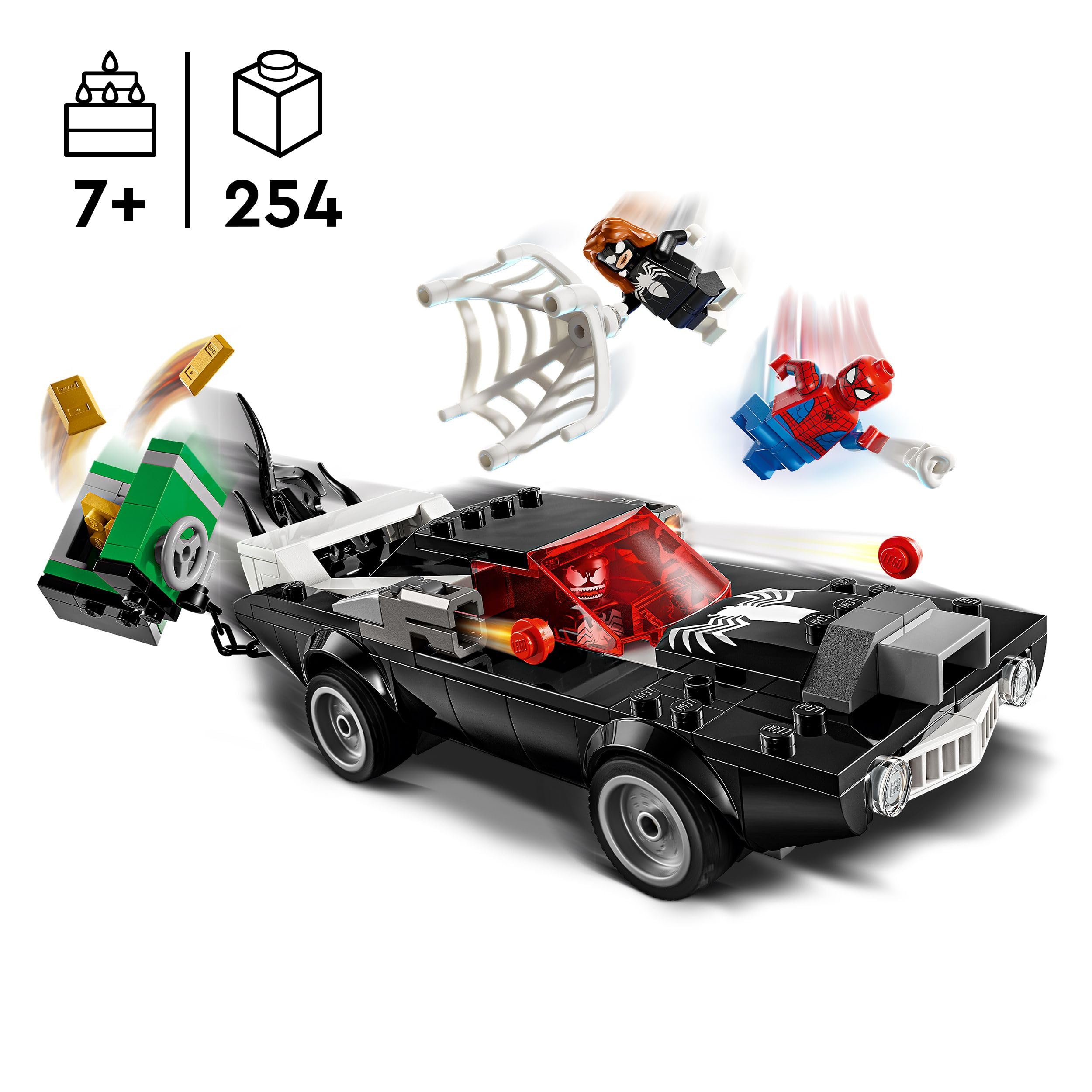 LEGO Marvel Spider-Man vs. Venom Muscle Car - Building Toy with 3 Super Heroes, 254 Pieces, Age 7+ 3