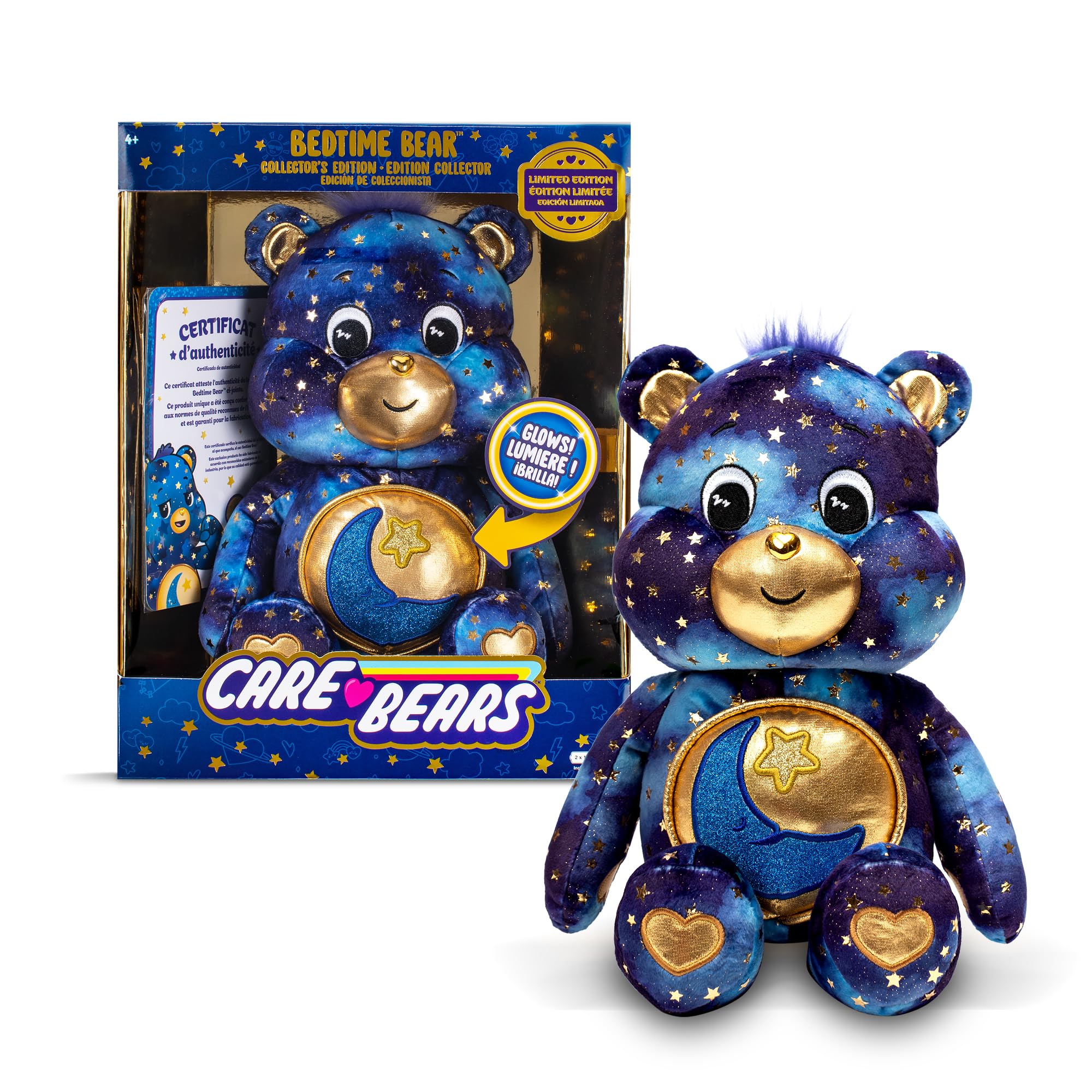 Care Bears Bedtime Bear Collector Edition - Light-Up Belly Plush Toy for Kids 4+