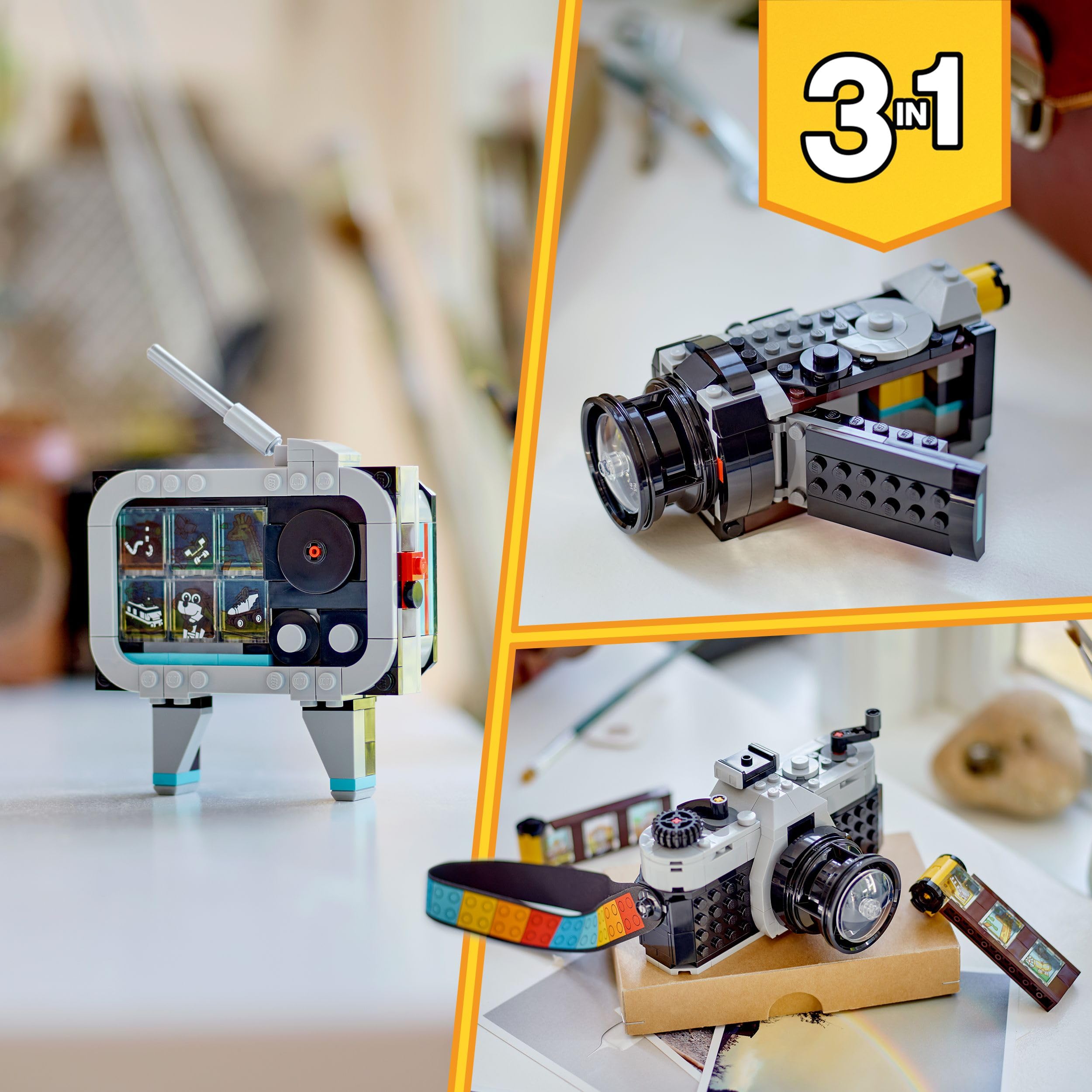 LEGO Creator 3in1 Retro Camera Toy to Video Camera to TV Set, Kids' Desk Decoration or Bedroom Accessories, Photography Gifts for Girls and Boys Aged 8 Plus Years Old Who Enjoy Creative Play 31147 4