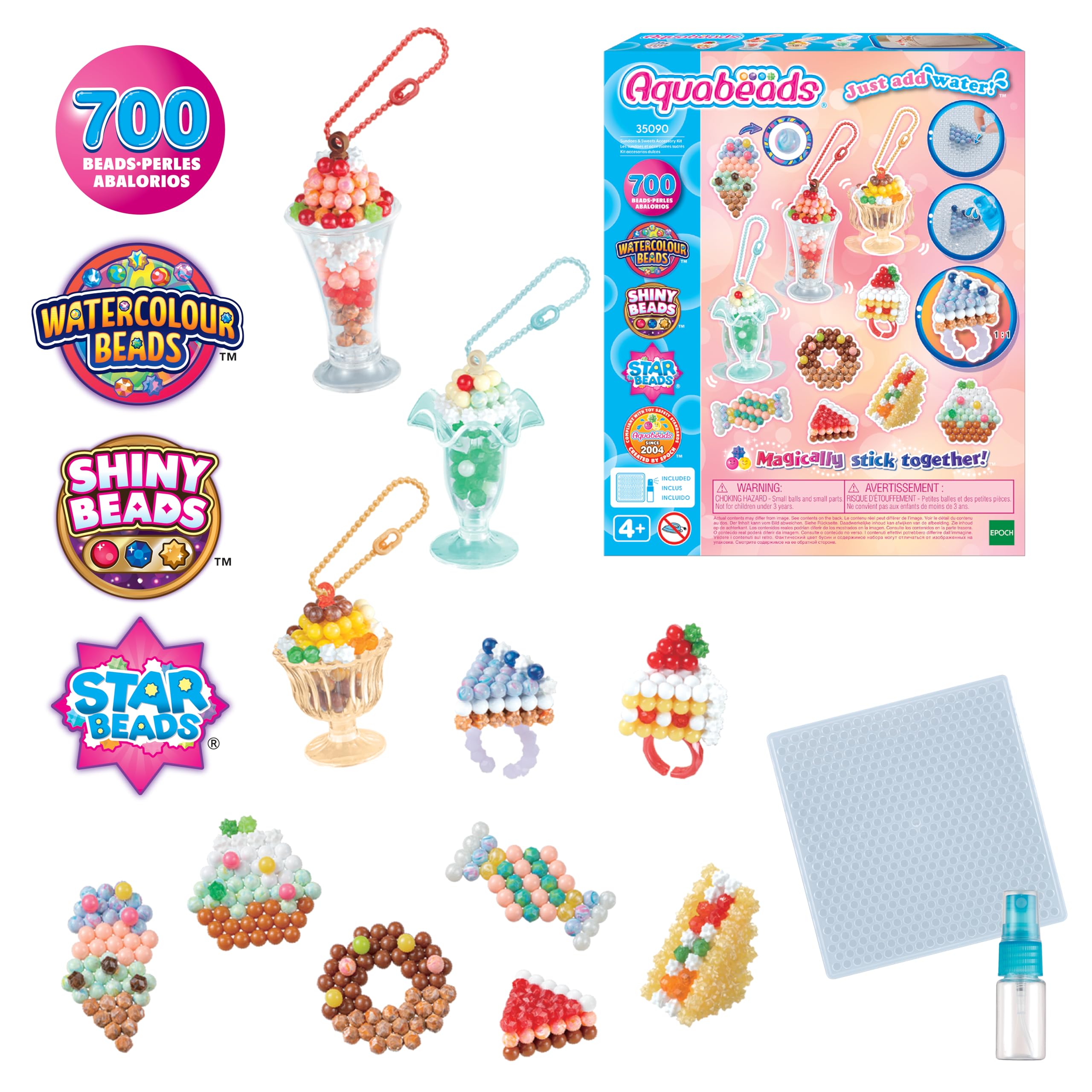 Aquabeads Sundaes & Sweets Accessory Kit - 703-Piece Craft Set with Watercolour Beads for Ages 4+ 3