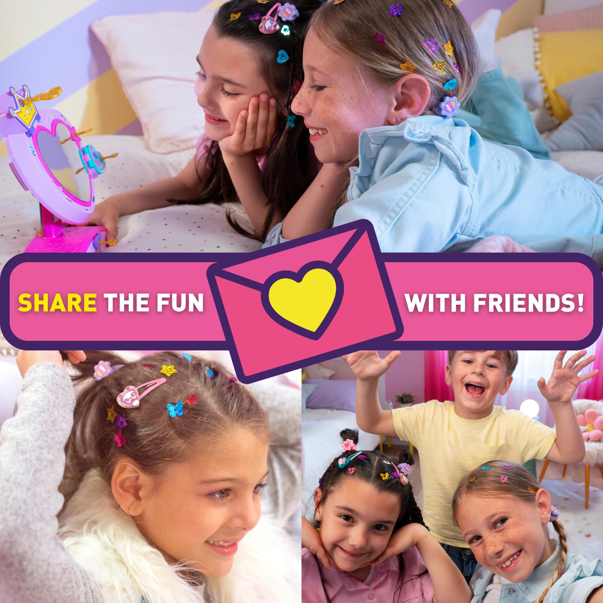 Funlockets Secret Mirror with Hair Shimmers - Tangle-Free Glitter Hair Styling Kit for Kids 7