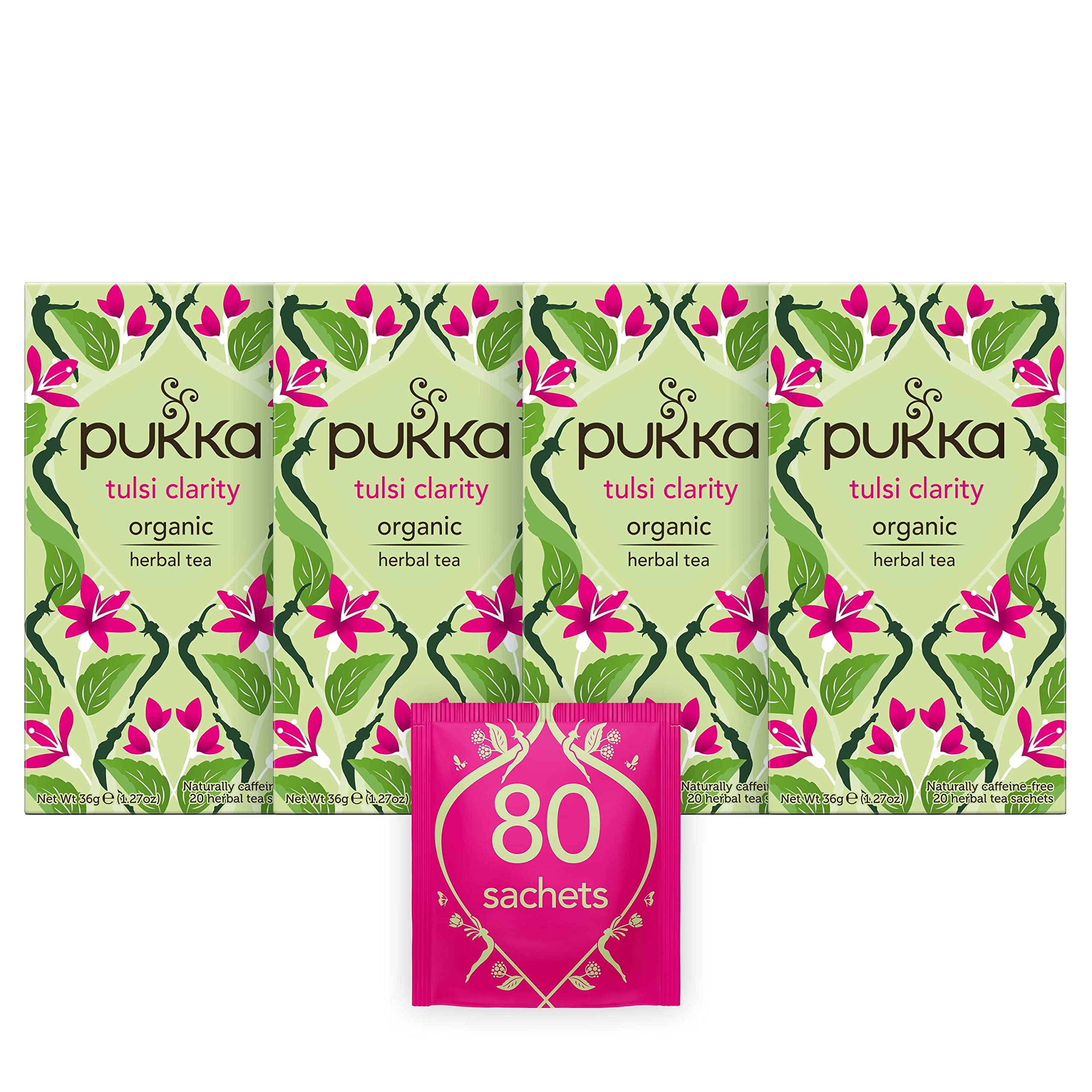 Pukka Herbs Tulsi Clarity Organic Herbal Tea - Mental Clarity, Caffeine-Free | 80 Count 1