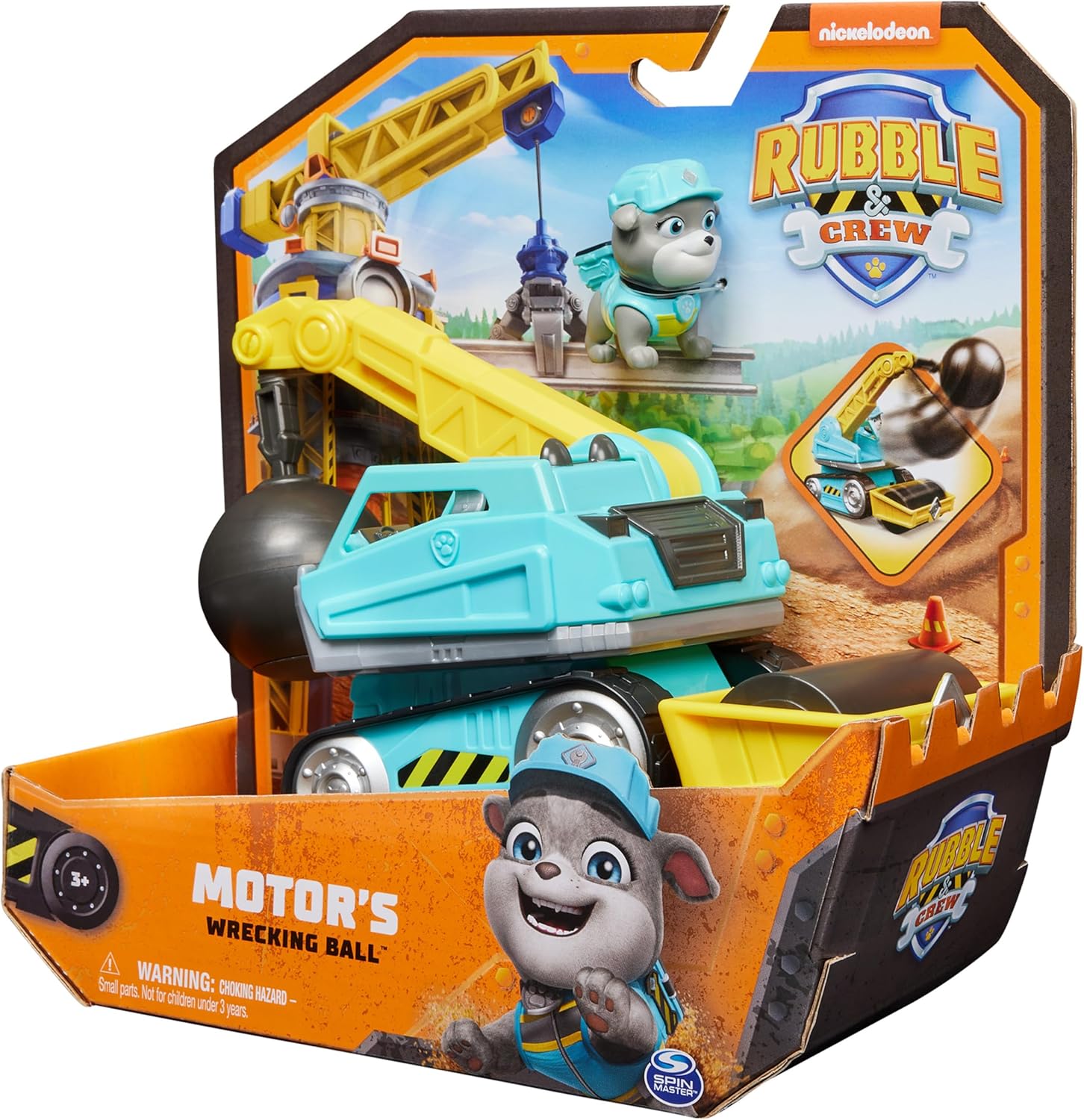 Rubble & Crew Motor's Wrecking Ball Toy Truck with Action Figure - Construction Vehicle for Kids 3+ 5