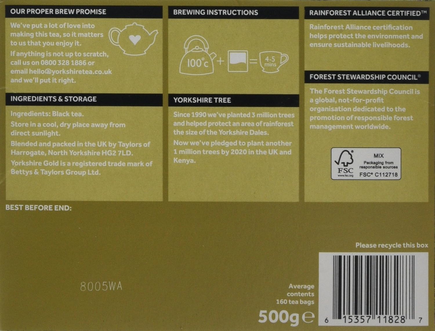 Yorkshire Gold 160 Tea Bags, 500 g (Pack of 6) 4