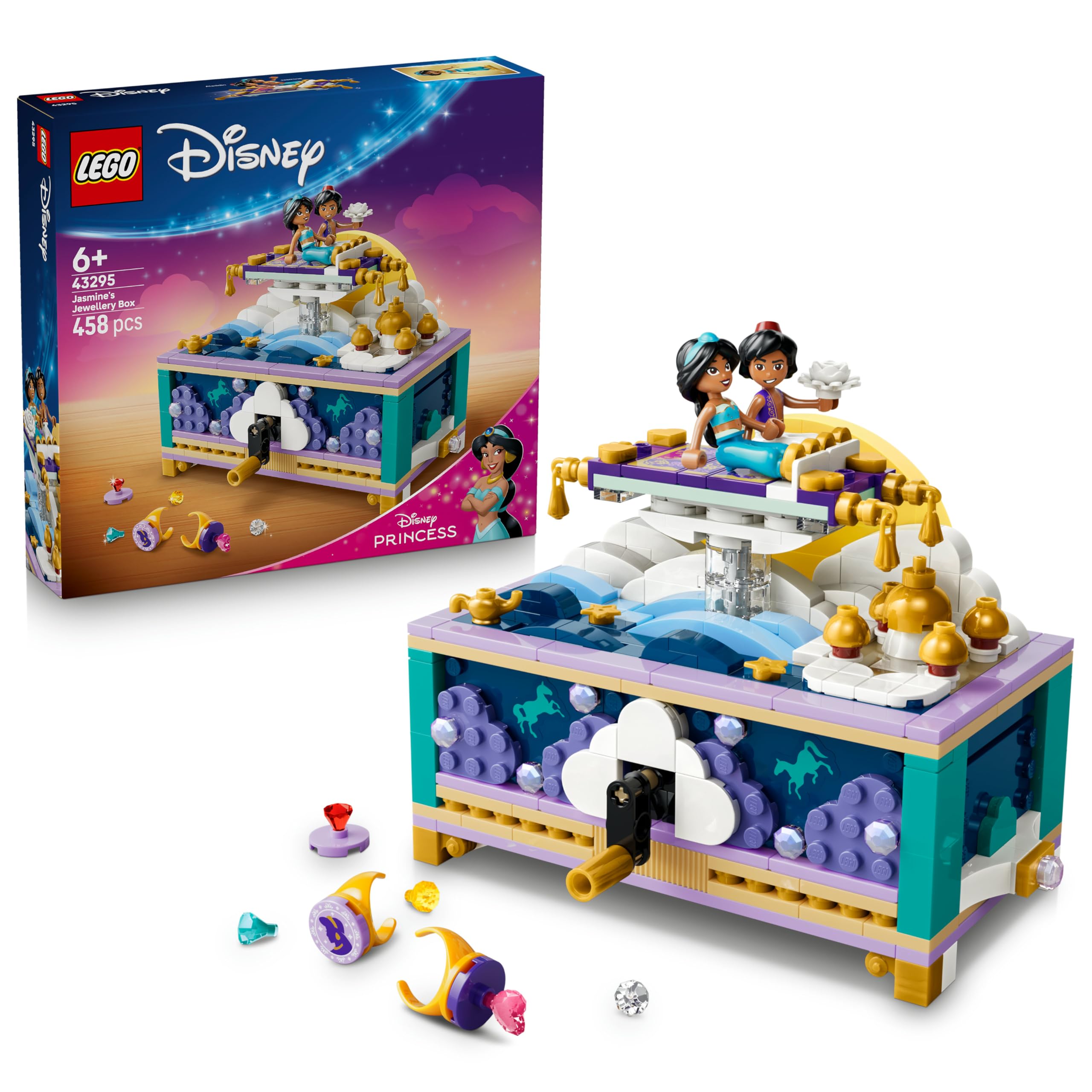 LEGO Disney Princess Jasmine's Jewellery Box Set 43295 Building Toy for Ages 6+ | Includes 2 Minifigures 1