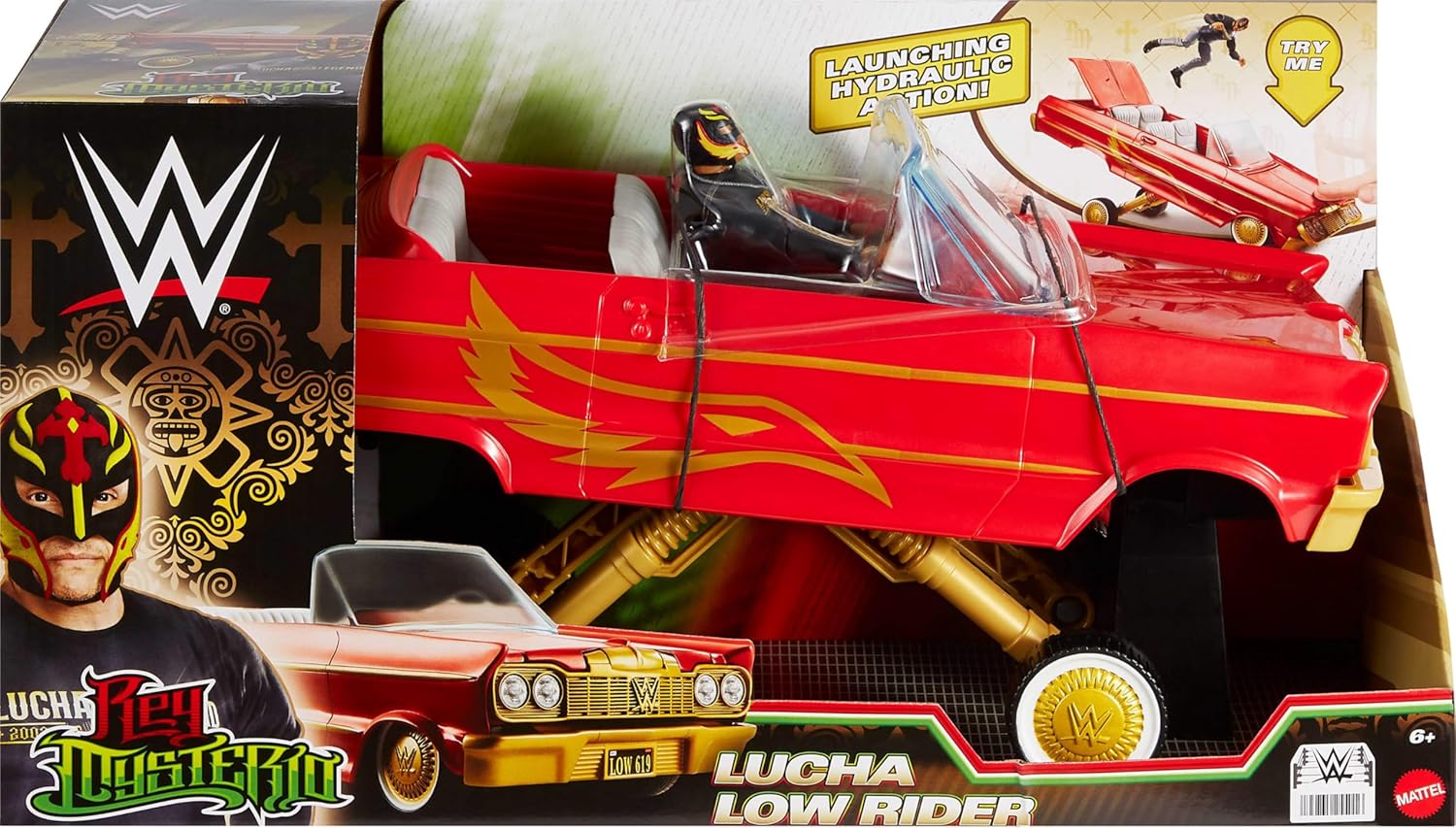 WWE Lucha Low Rider Vehicle with Rey Mysterio Action Figure - Mattel HYT25 Playset 4