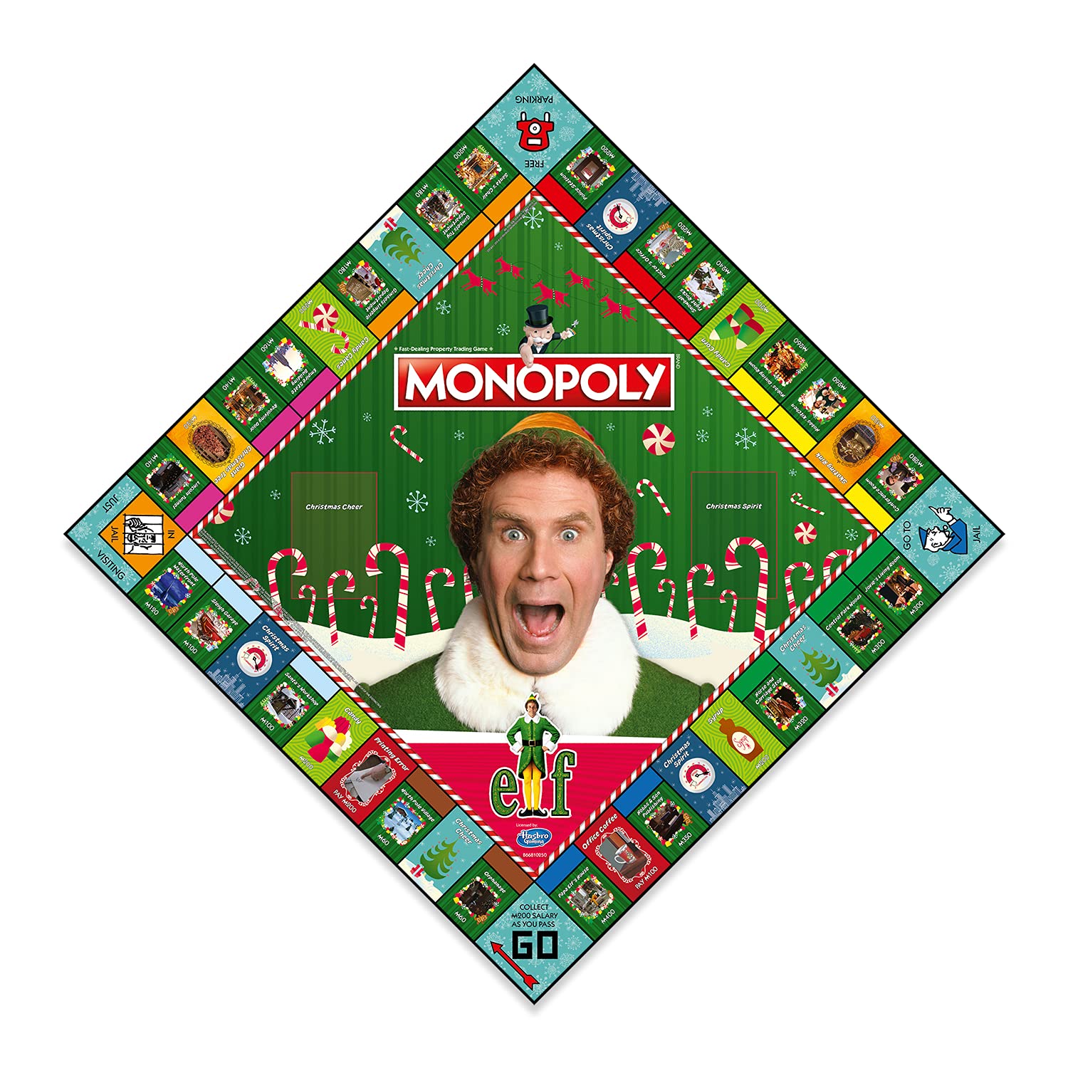 Winning Moves Elf Monopoly Board Game - Festive Token Edition with Santa's Workshop and Empire State Building 8
