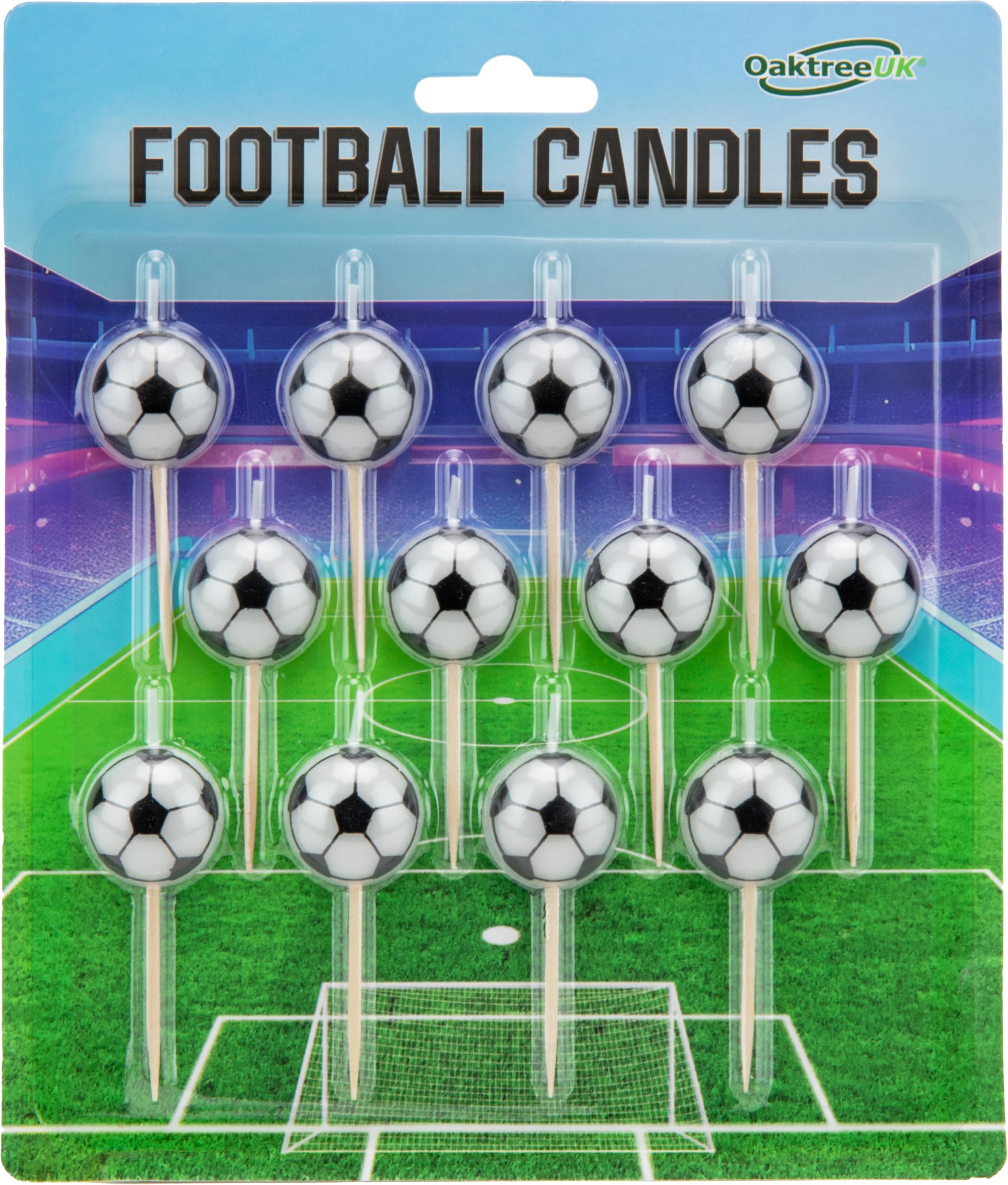 Football Candles with Wooden Pick - 8cm Height, Pack of 12