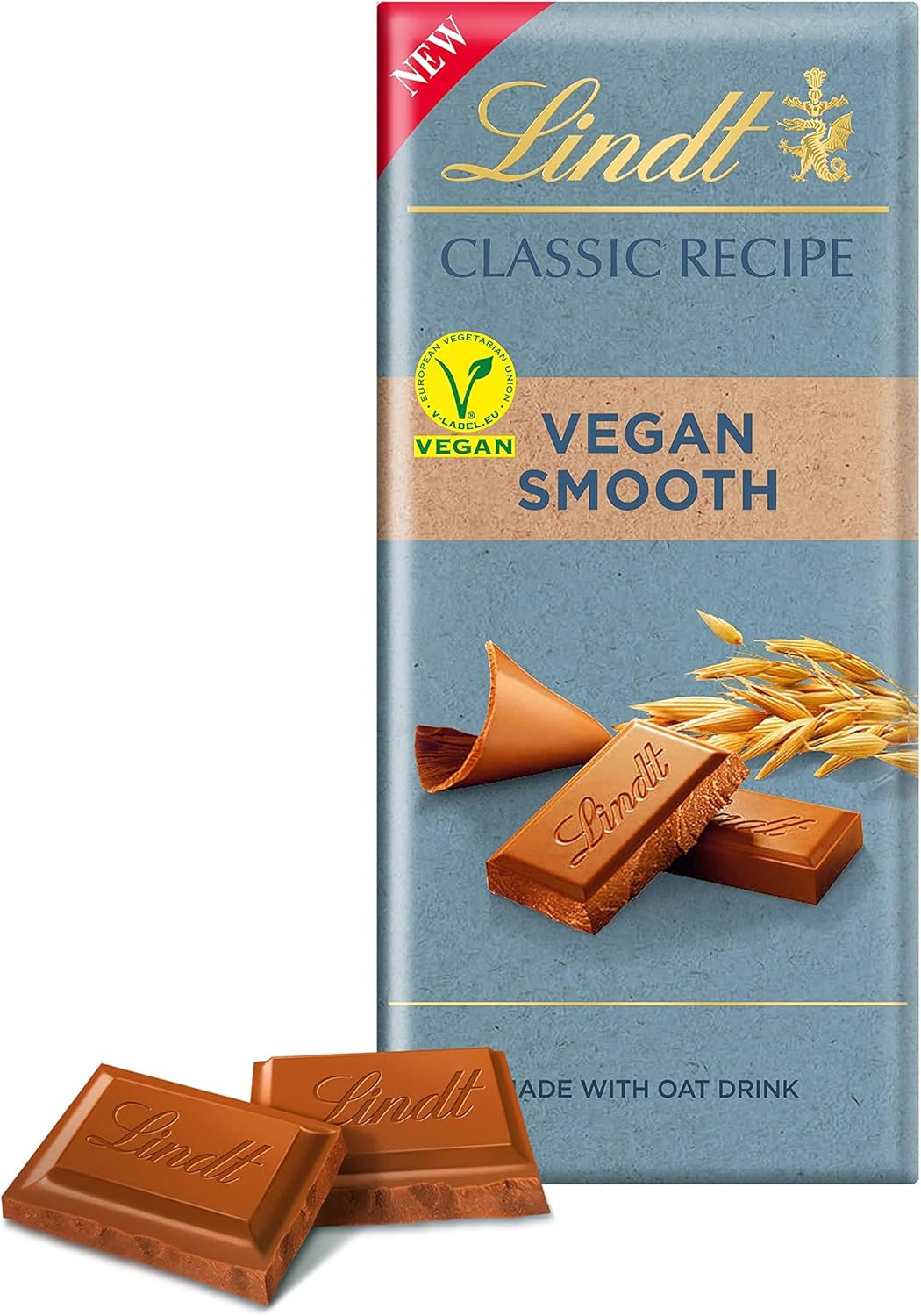 Lindt Classic Recipe Vegan Chocolate Bar, 100g - Creamy Oat Milk Chocolate with Almonds