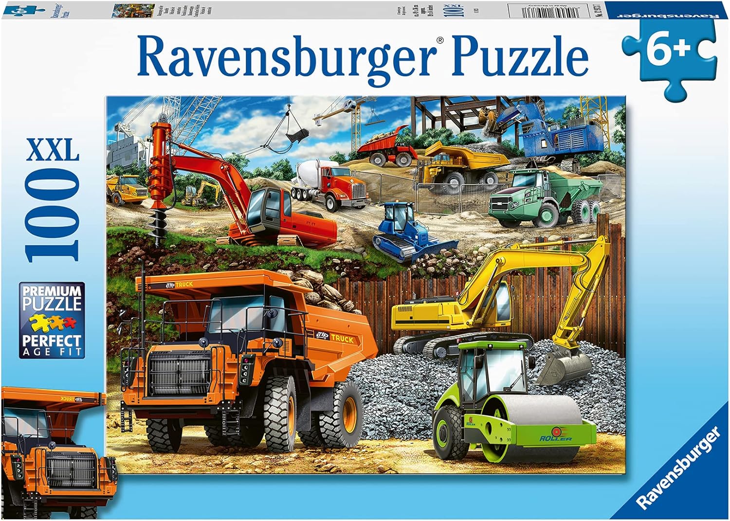 Ravensburger Construction Vehicles 100 Piece Jigsaw Puzzle - XXL Large Pieces for Kids 6+ 6