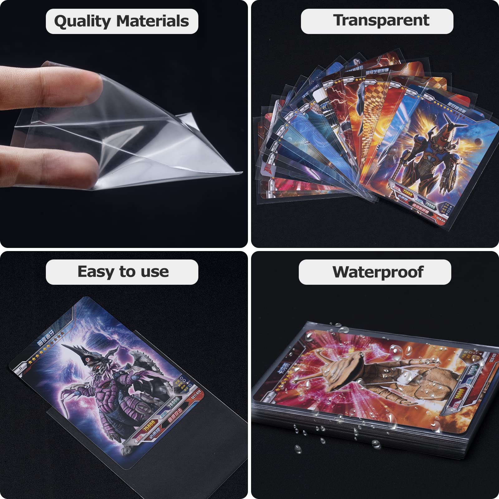 Carehabi Trading Card Sleeves - 100 Pack, 66 x 92 mm, 0.1mm Thickening for Pokemon & Magic Cards 3