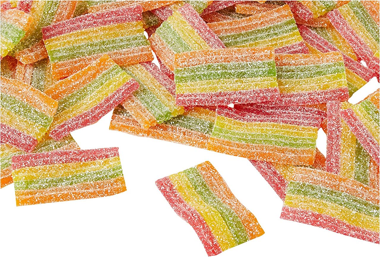 HARIBO Rainbow Strips – Sour and Fruity Gummy Sweets – 130g Share Size