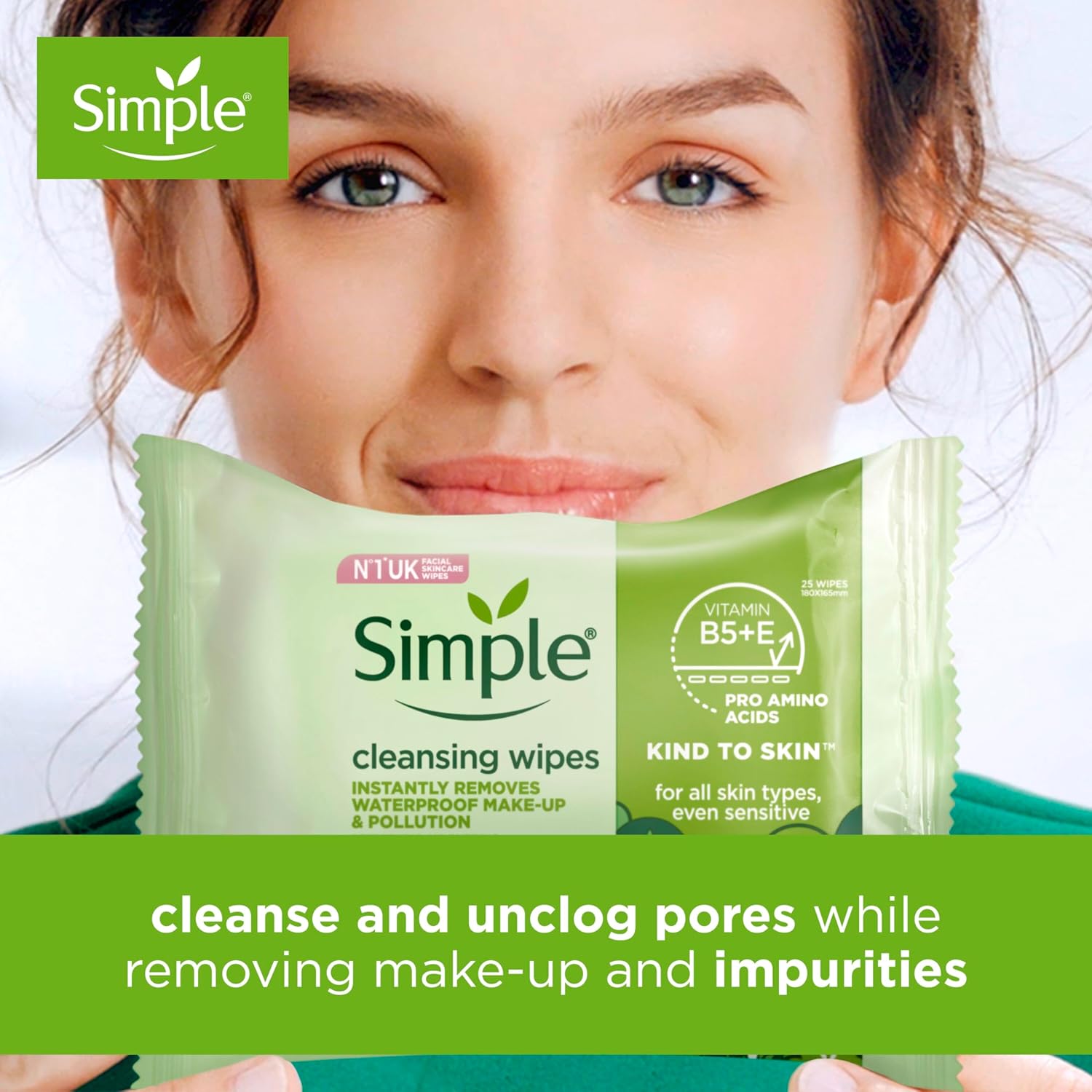 Simple Kind to Skin Biodegradable Cleansing Wipes (140 Wipes) 5