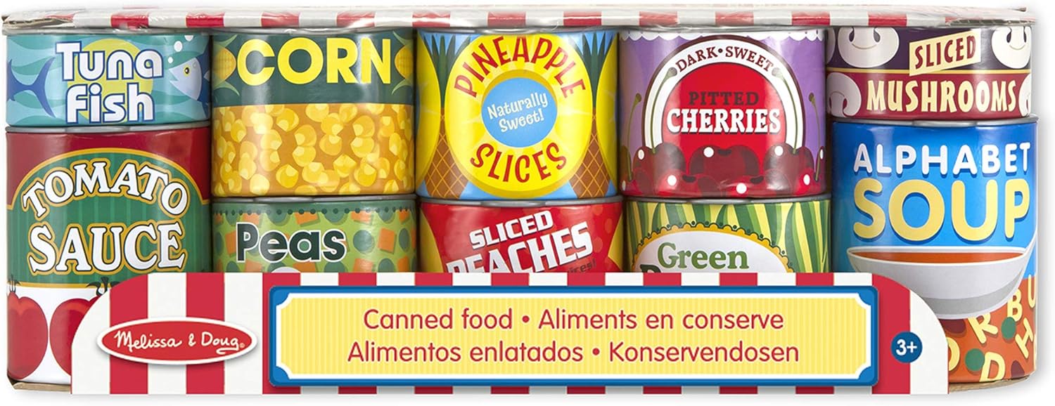 Melissa & Doug Let's Play House! Grocery Cans - Pretend Play Food Set for Kids 3+ 7