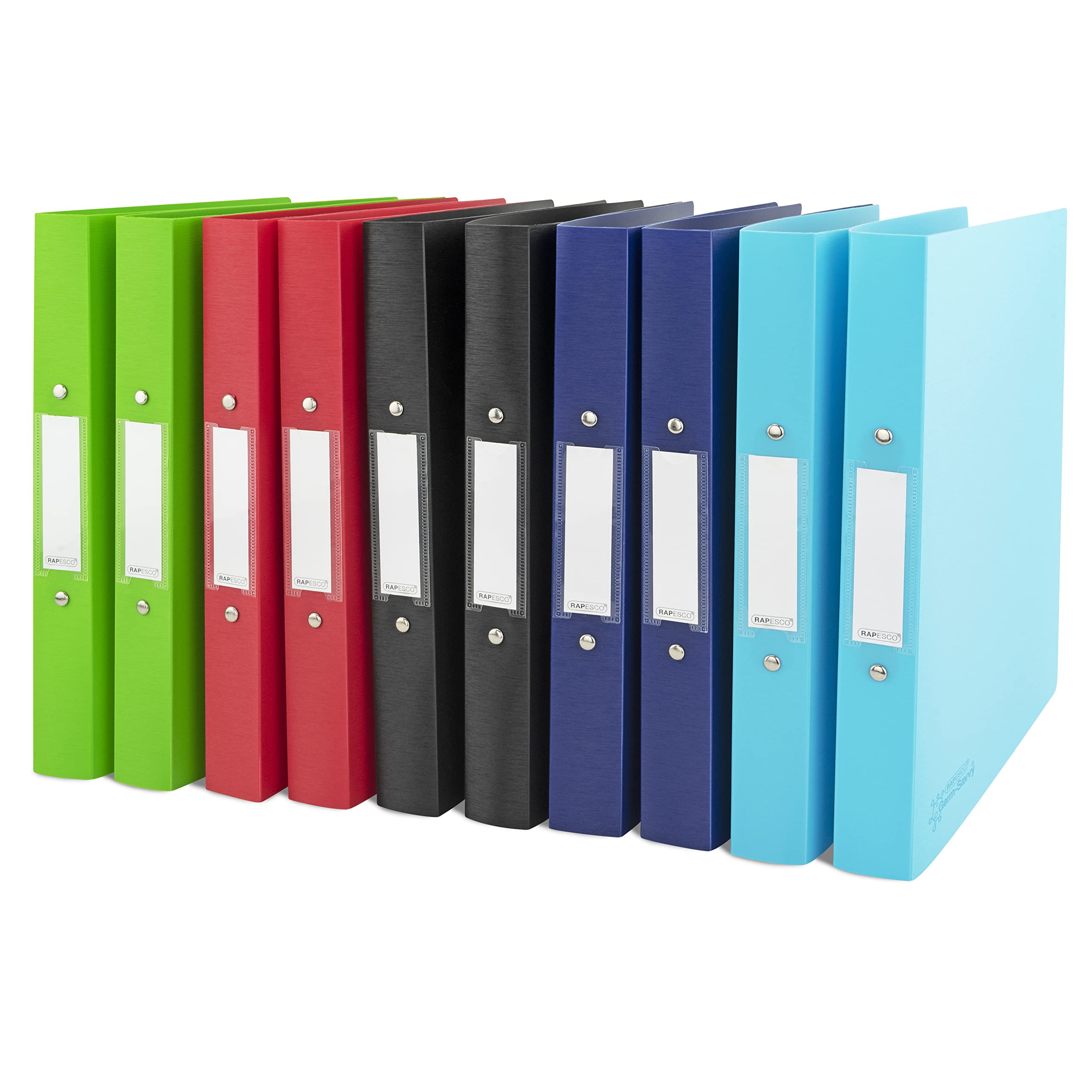 Rapesco 1720 O-Ring Binder - Pack of 10, A4, 35mm Spine, 25mm Capacity, Assorted Colours