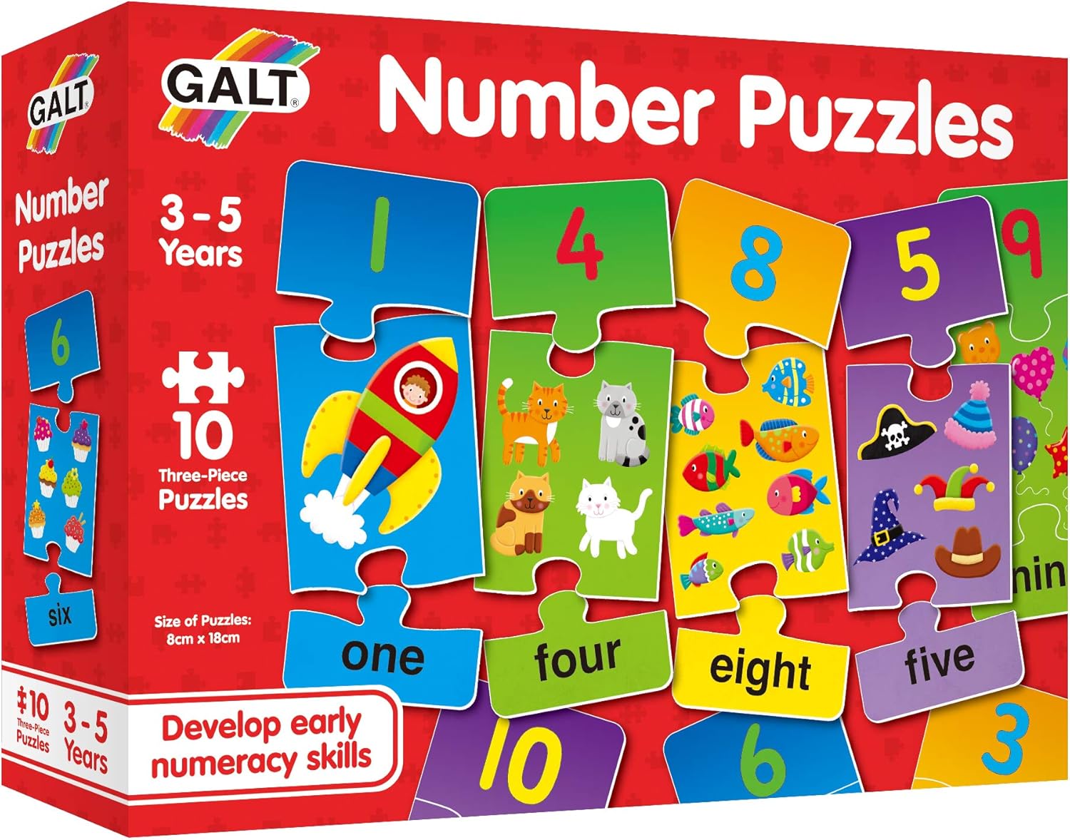 Galt Toys Number Puzzles - Educational 3-Piece Jigsaw Set for Kids 3-5 Years 5