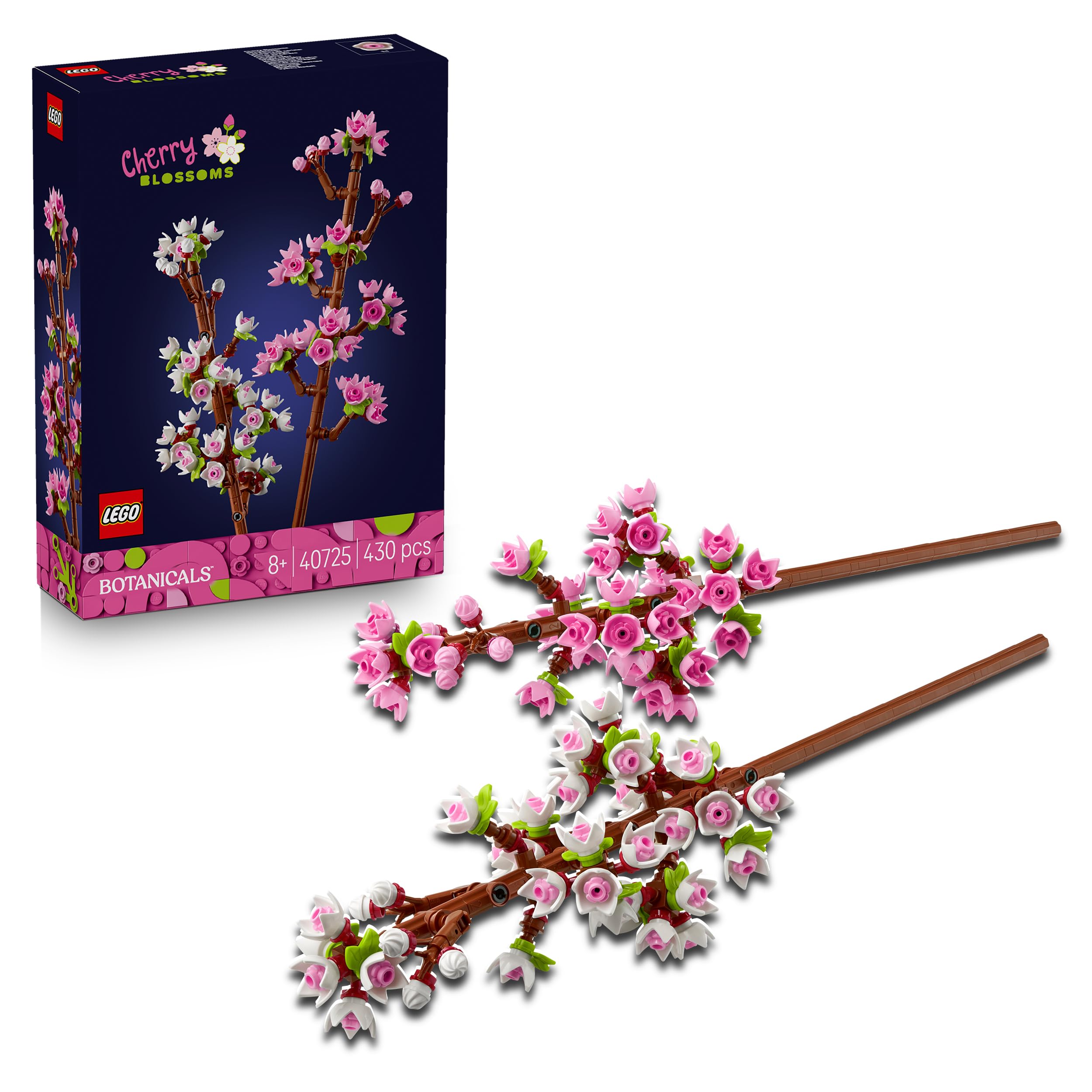 LEGO Botanicals Cherry Blossoms Building Set 40725 | Customizable Faux Flowers for Ages 8+