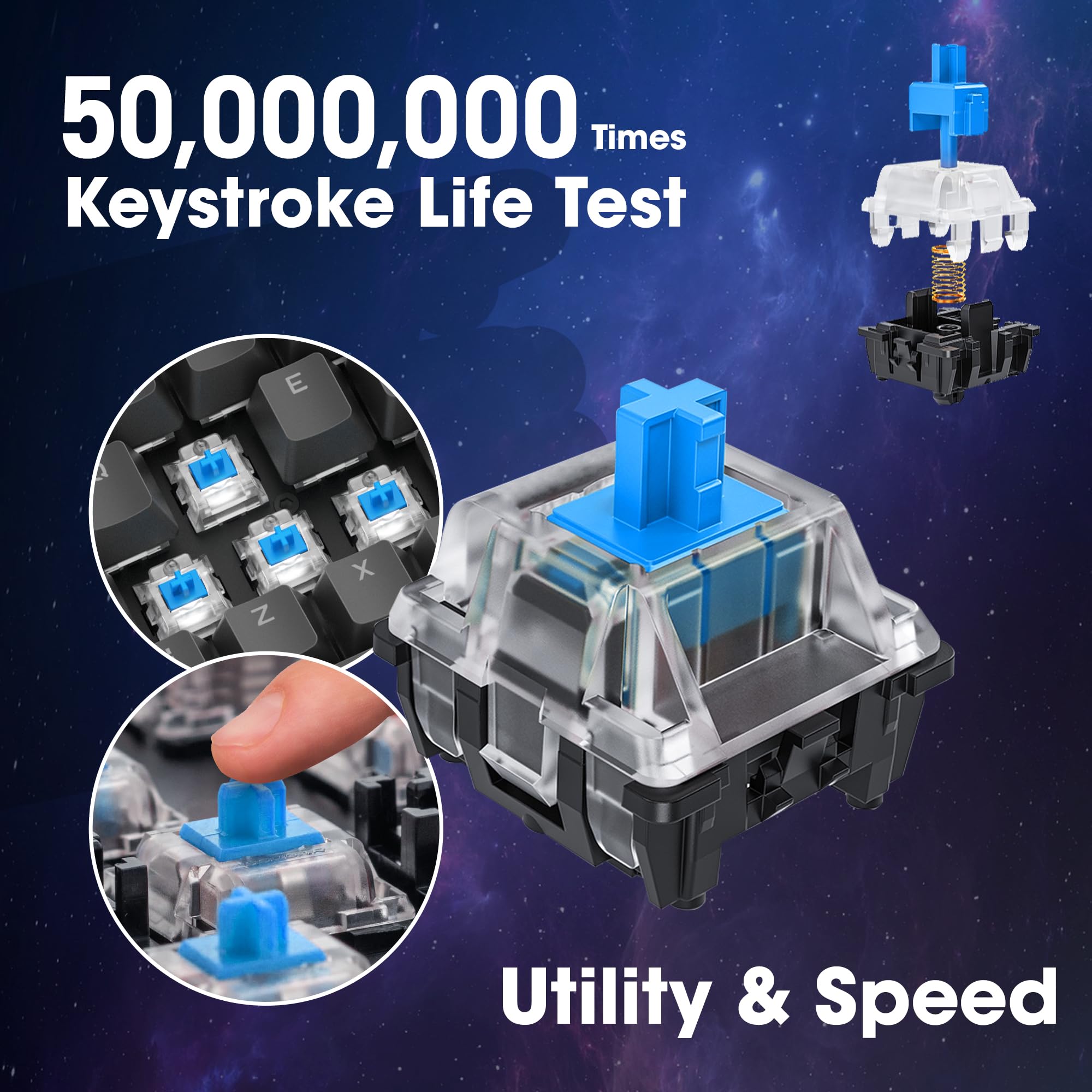 KOORUI Wired Gaming Keyboard and Mouse Combo - Blue Switch Mechanical Keyboard with 19 Lighting Effects 5