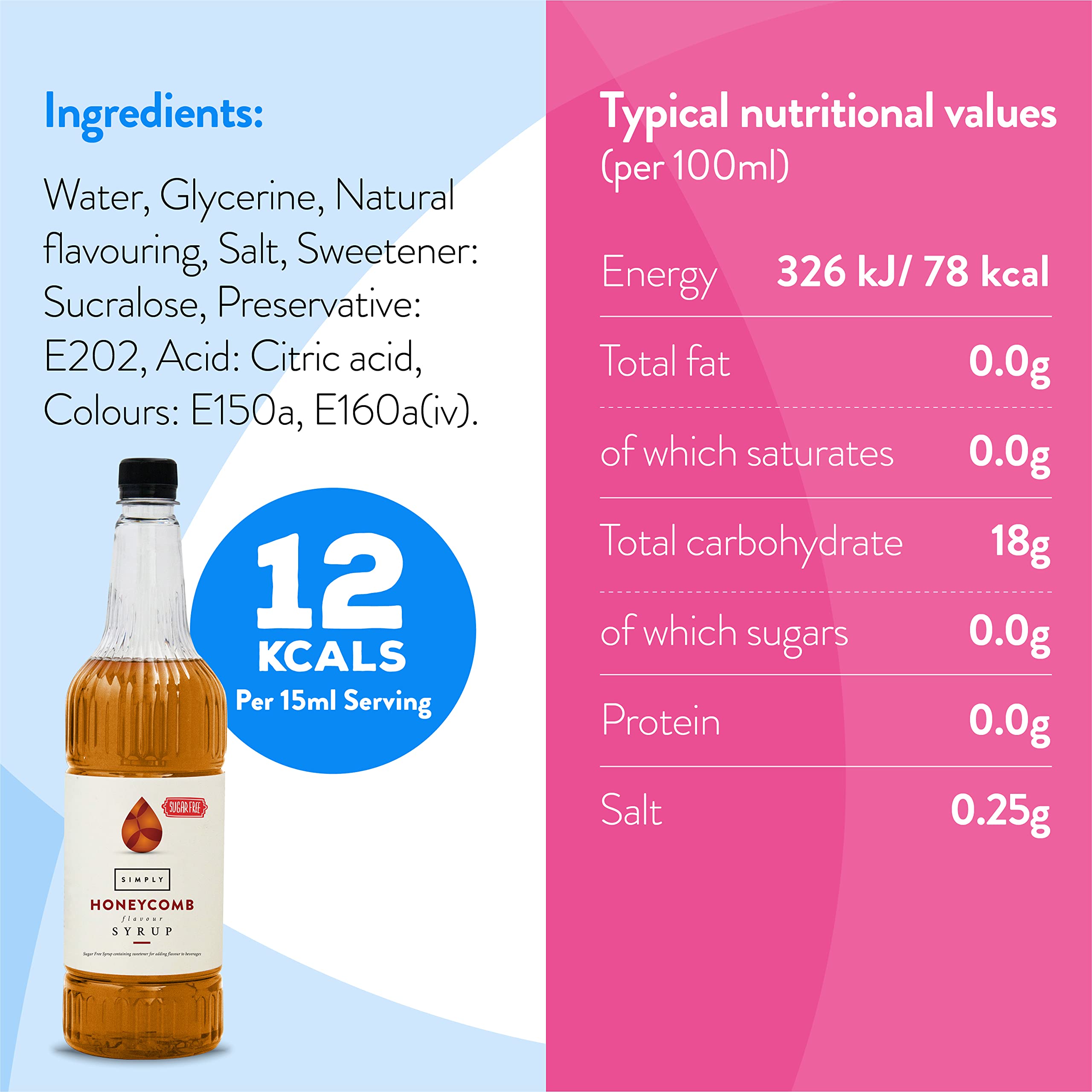 Simply Sugar Free Honeycomb Syrup - Low Calorie, Vegan & Nut Free Flavoured Syrup 3
