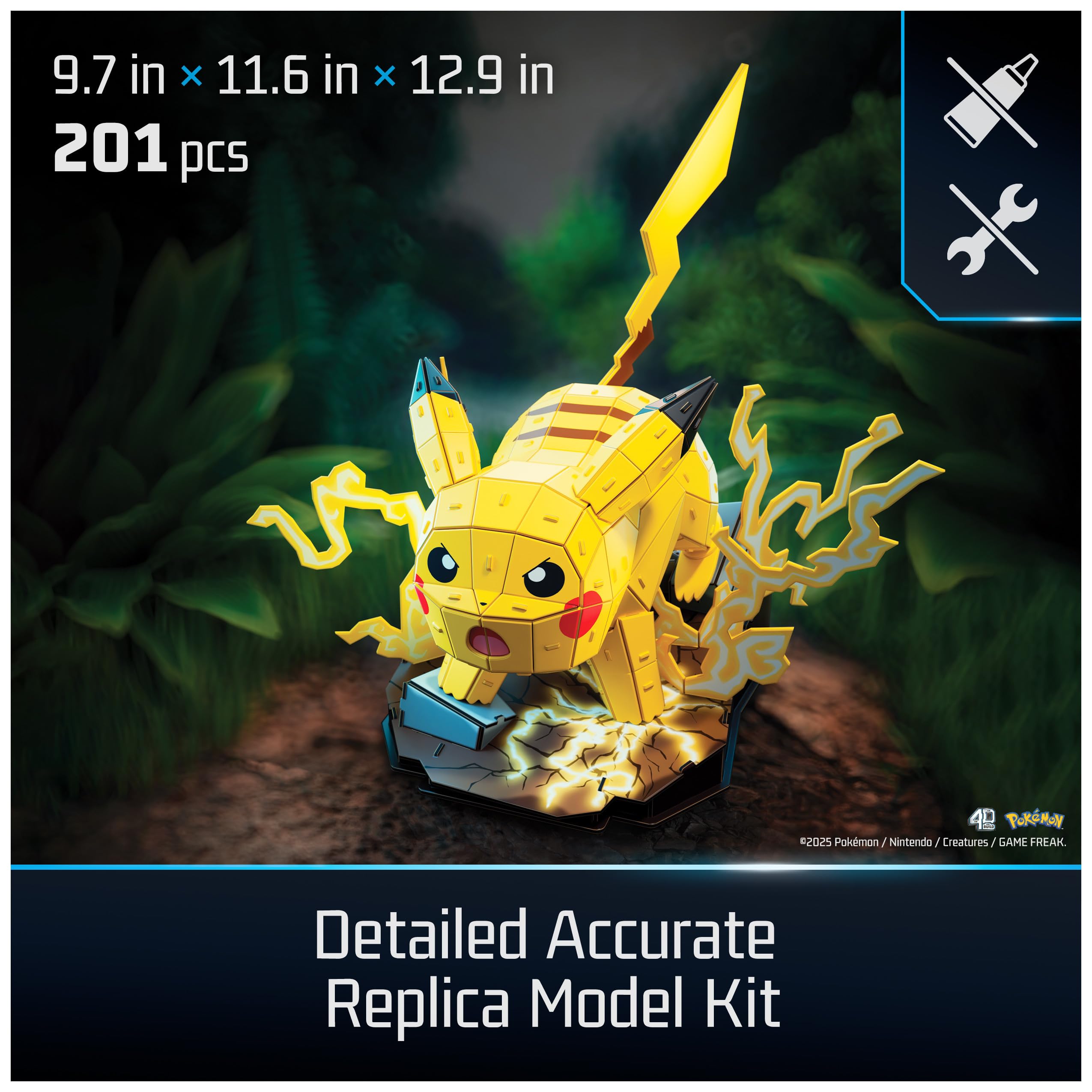 4D Build Pokémon Pikachu 3D Model Kit - 201-Piece Building Puzzle for Ages 12+ 9