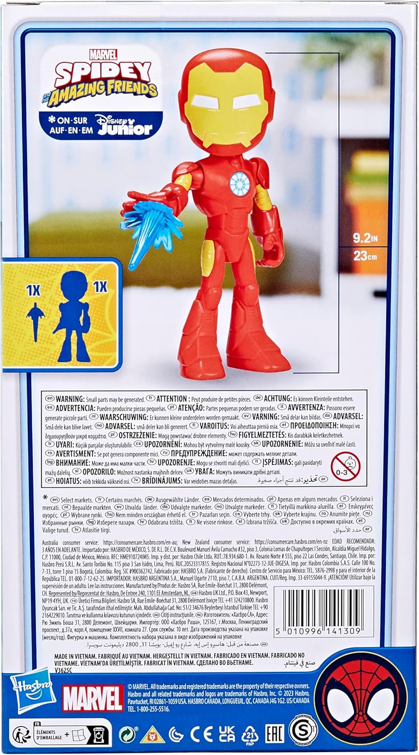 Marvel Spidey and His Amazing Friends Supersized Iron Man Action Figure - 9 Inch Poseable Toy for Preschoolers 4
