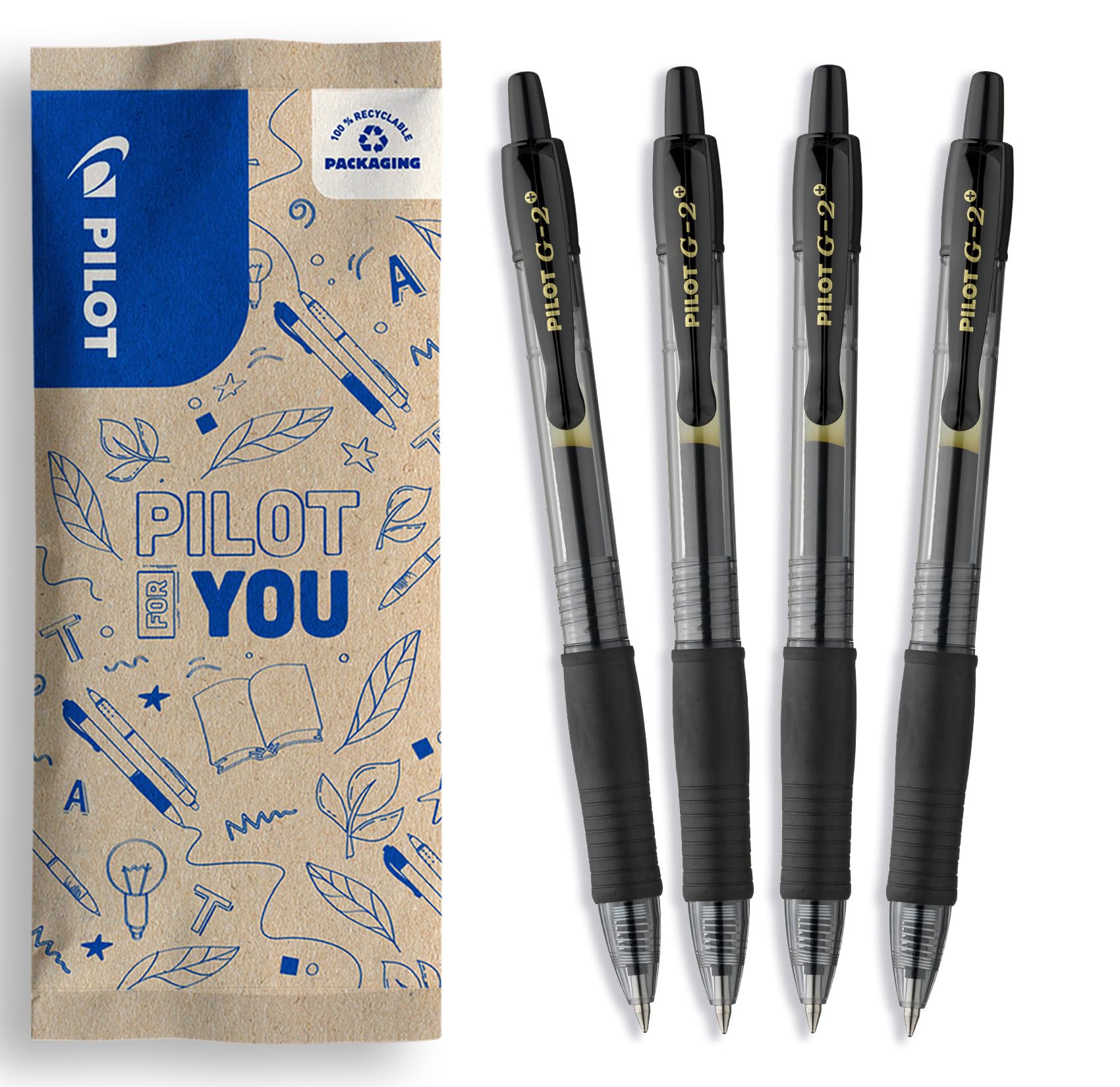 PILOT G2 Retractable Rollerball Pen - 4 Pack | 0.7mm Medium Point | Black Gel Ink 1