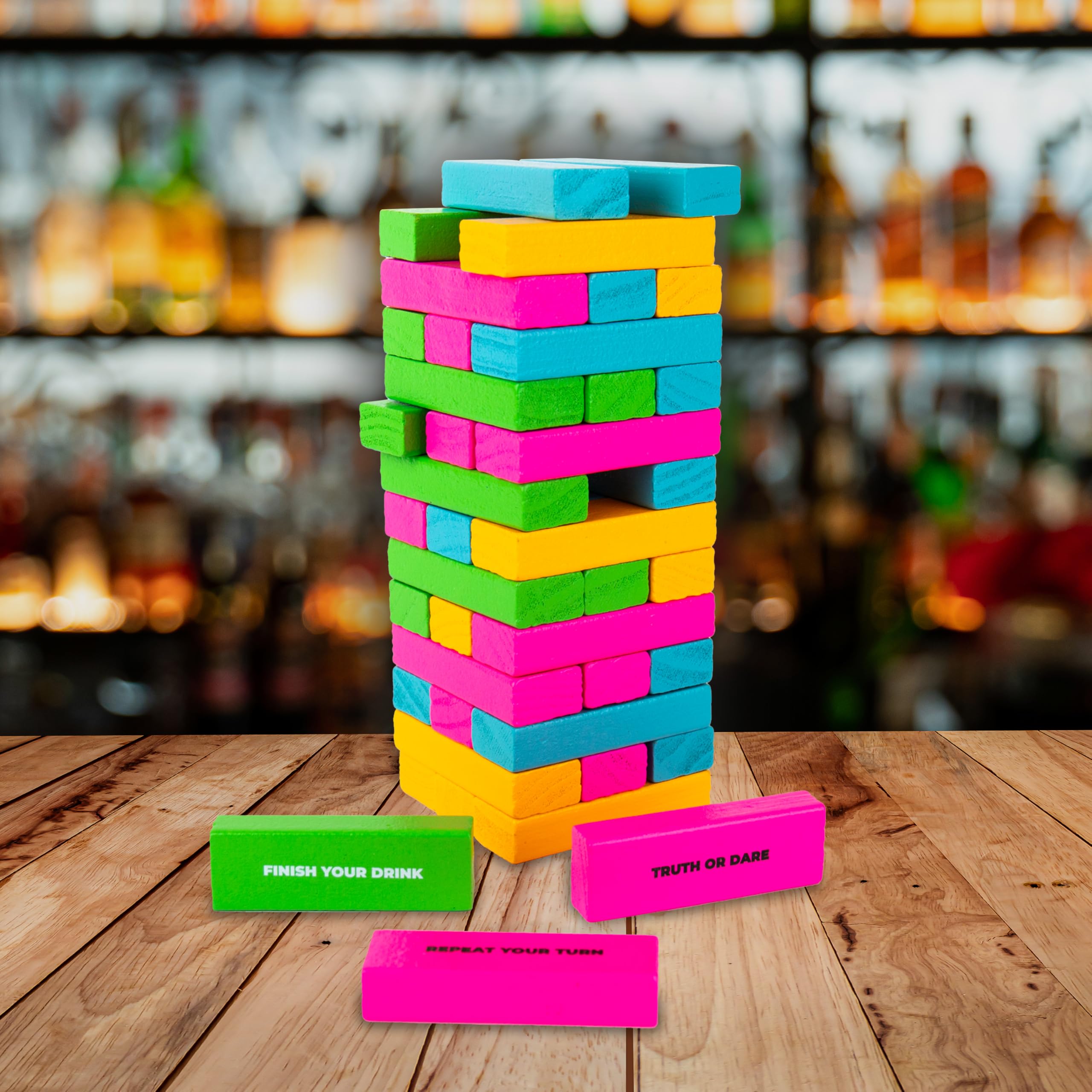 Tipsy Topple Tower - Adult Drinking Game with 48 Wooden Blocks 4