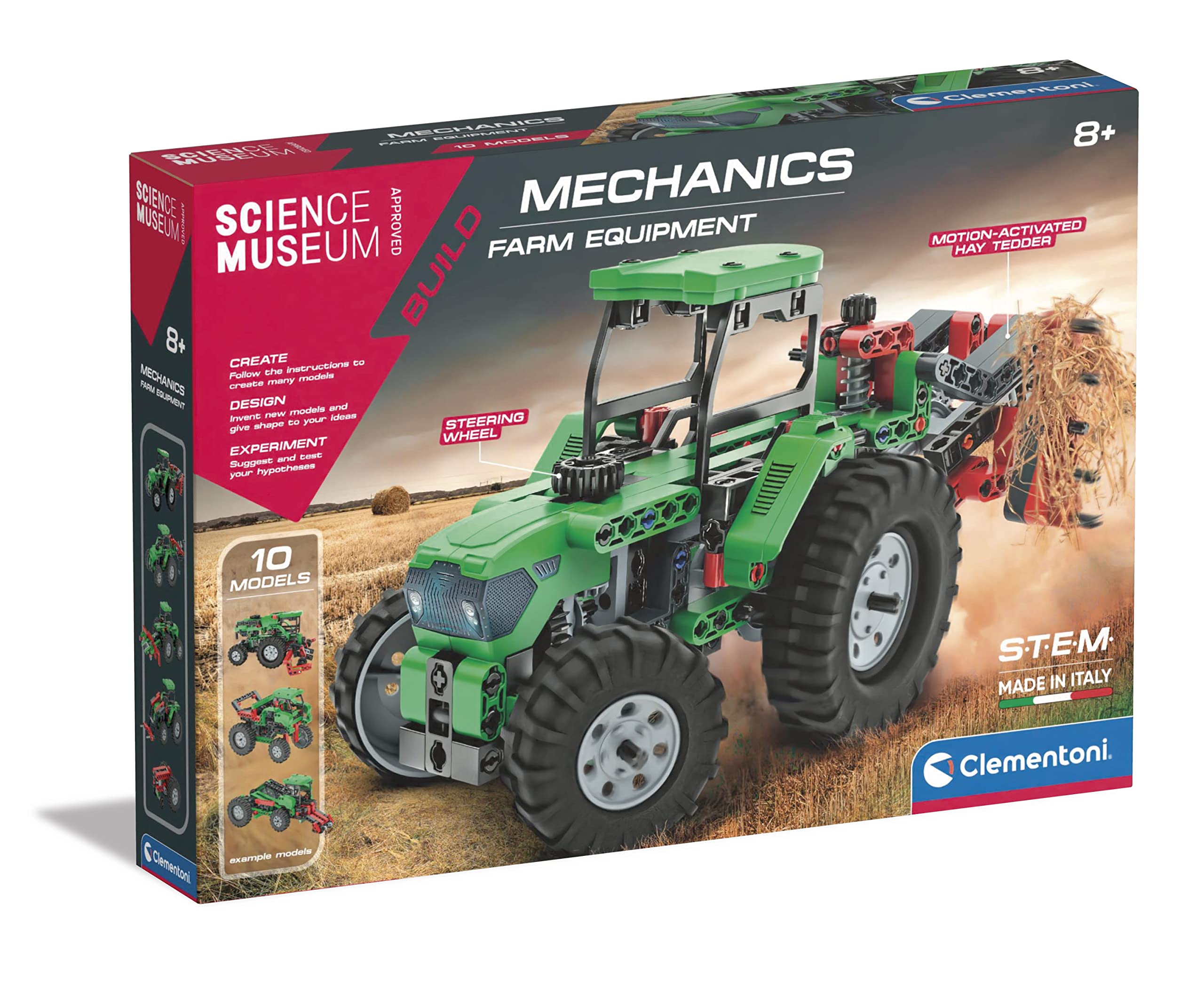 Clementoni Science Museum Mechanics: Farm Vehicle Building Set - Build 10 Vehicles, STEM Learning for Ages 8-12 1