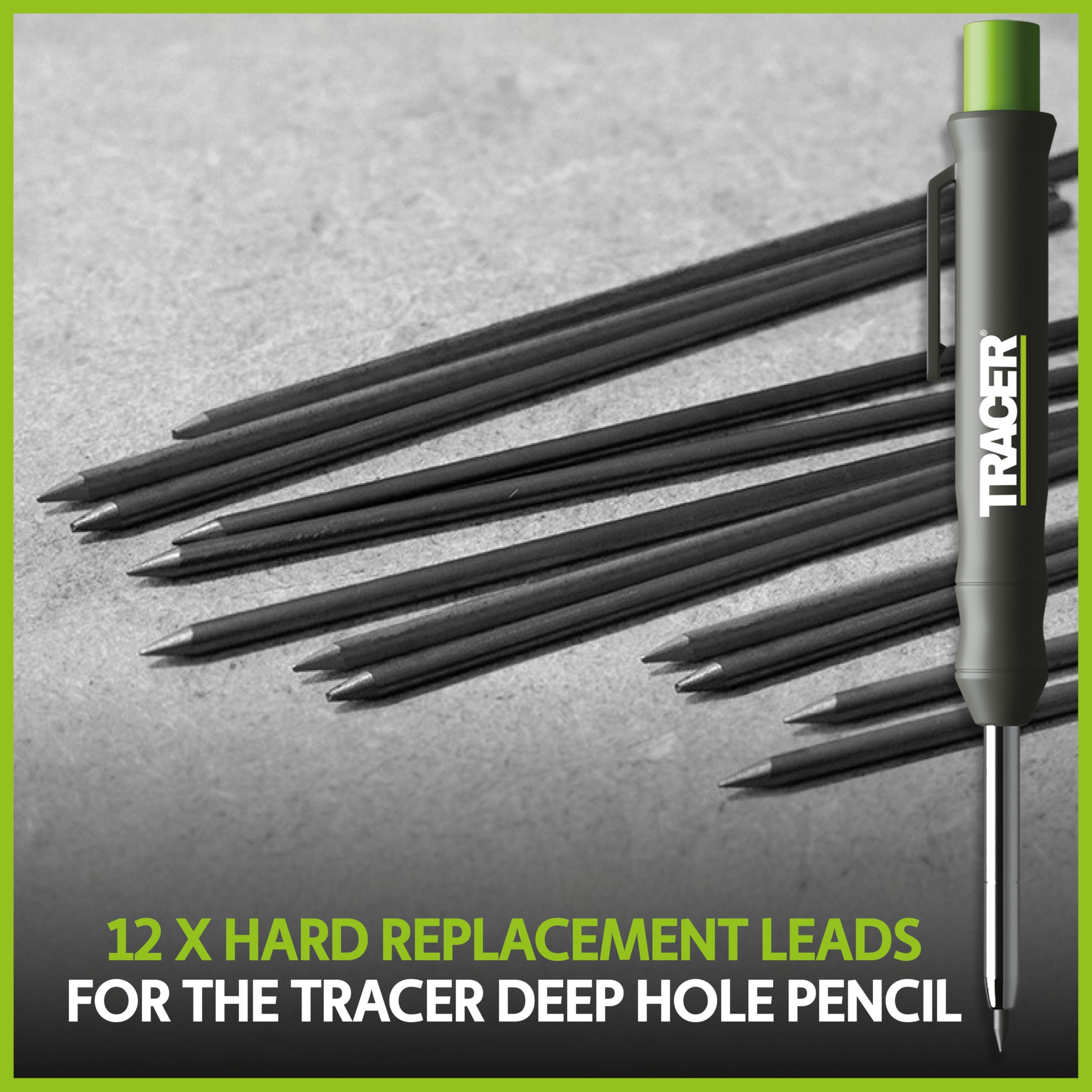 Tracer 2H Hard Replacement Leads - Pack of 12 | 2.8mm Graphite | Compatible with Deep Hole Pencils 3