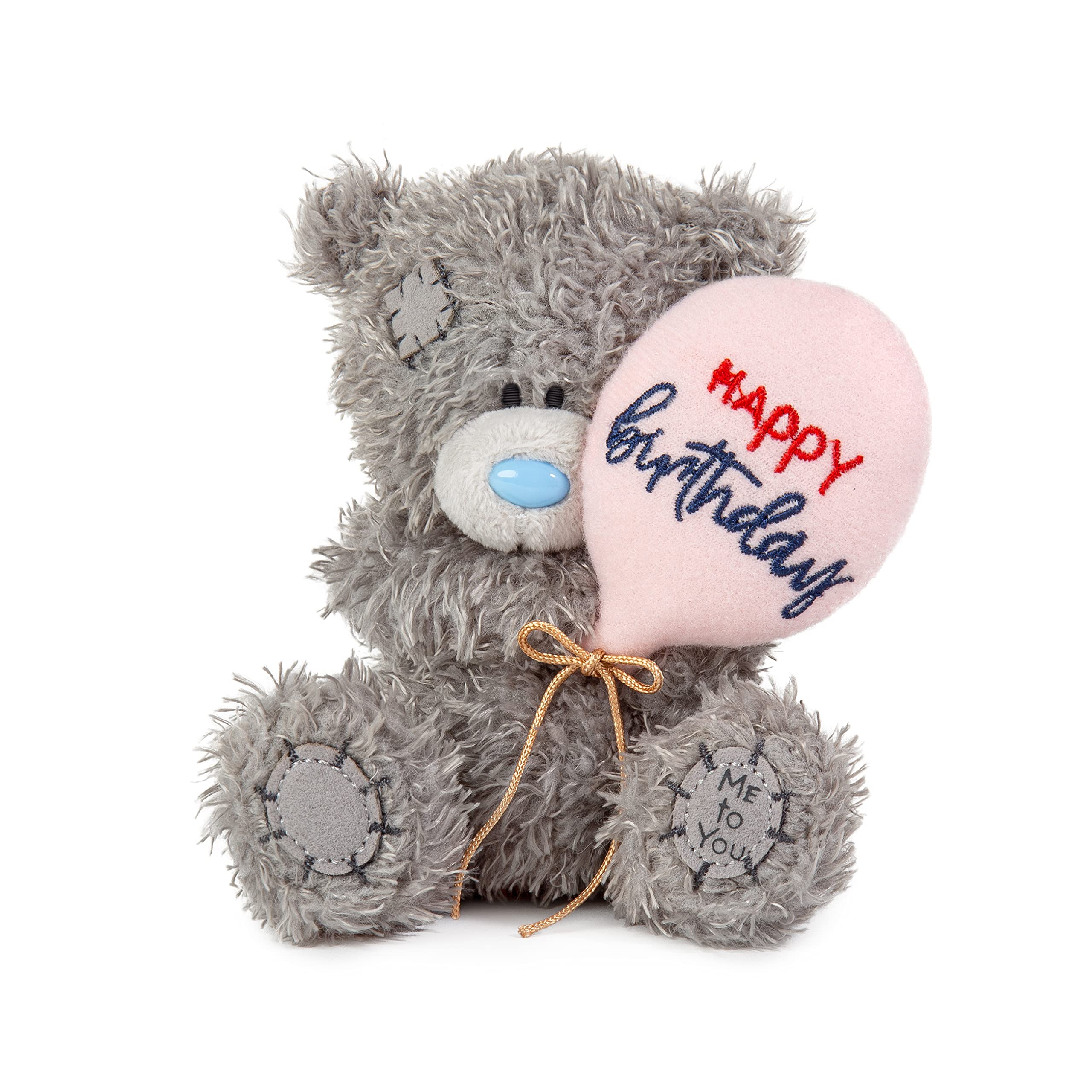 Me To You Bear Tatty Teddy - 10cm Birthday Bear Holding Balloon | Grey Nylon Plush