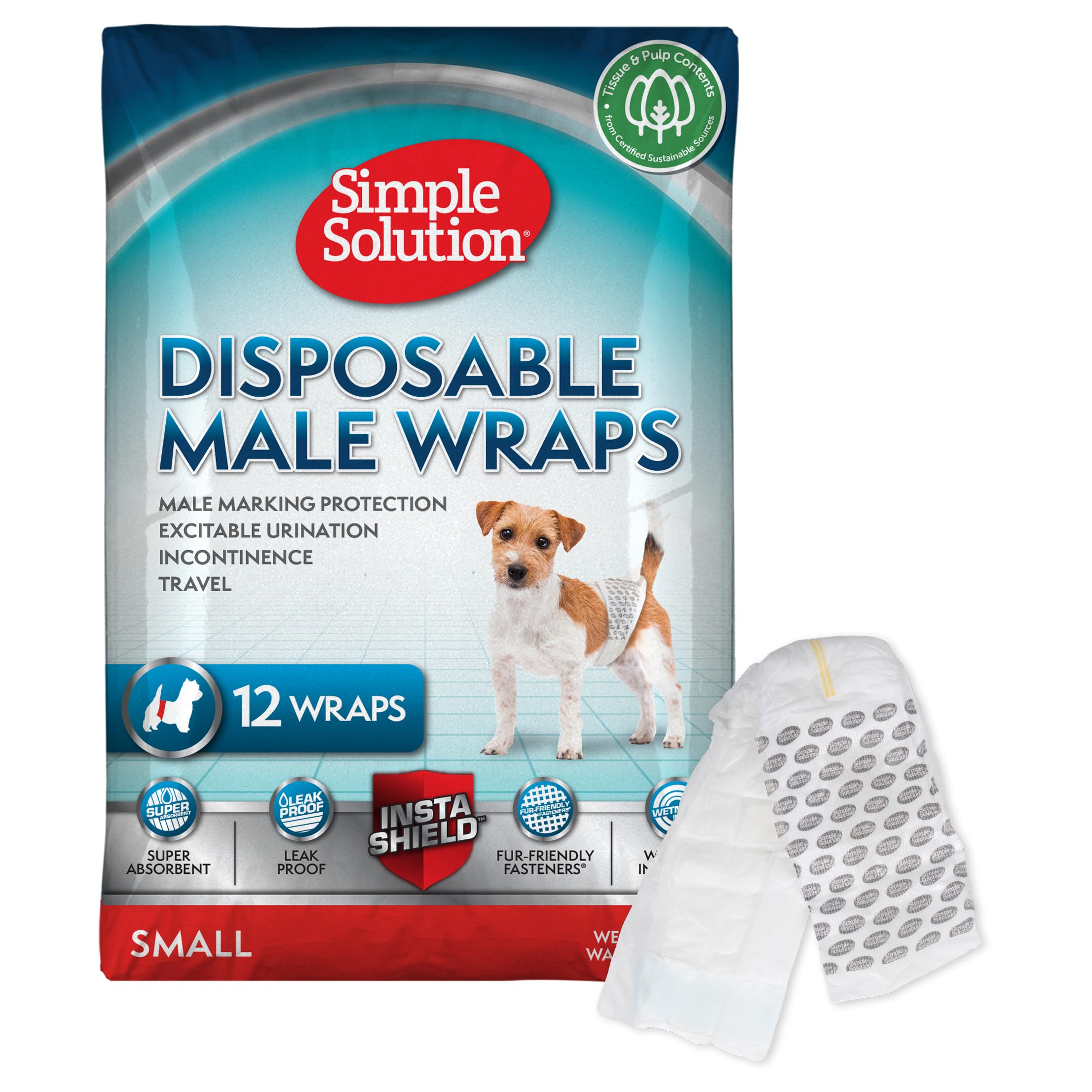 Simple Solution Disposable Male Dog Diapers - Small (4.5-11kg) | Leak-Proof Fit | 12 Count 1