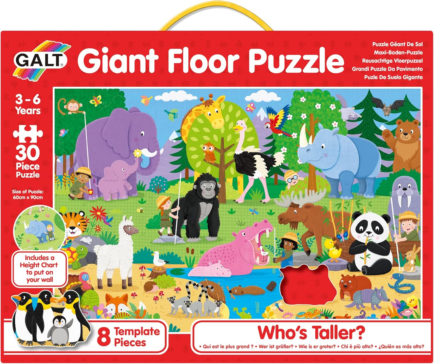 Galt Giant Floor Puzzle - Who's Taller? - 30-Piece Animal Puzzle for Kids Ages 3-6 3