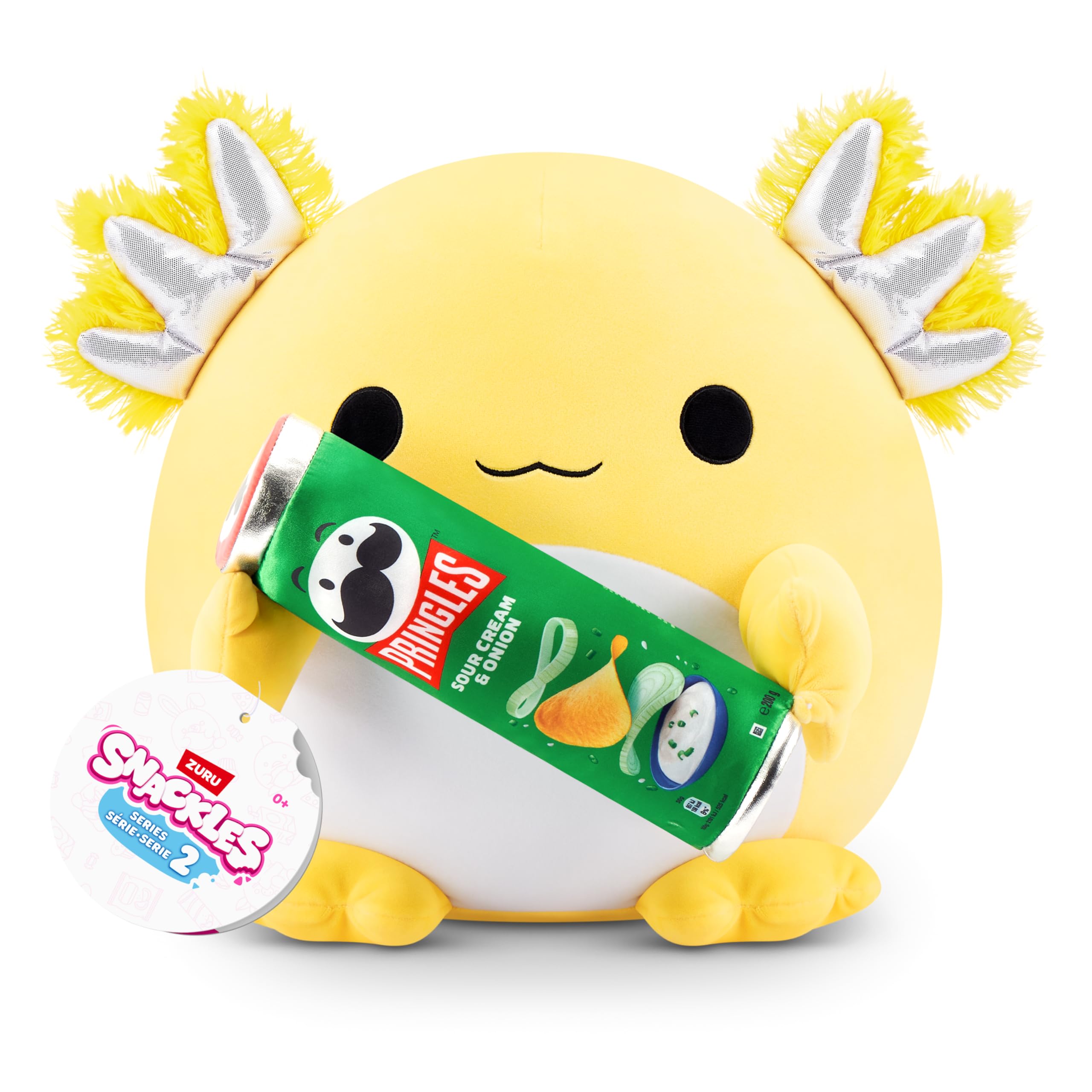 Snackles Series 2 Wave 2 - Axolotl Cuddly Squishy Plush with Pringles Snack, 20 cm