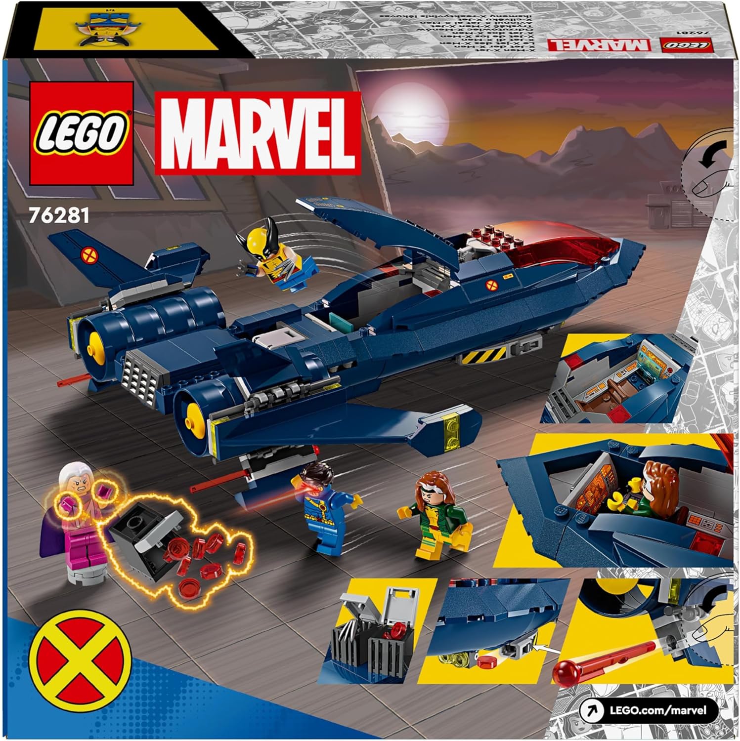 LEGO Marvel X-Men X-Jet Buildable Toy Plane - 359-Piece Set with 4 Minifigures for Kids 8+