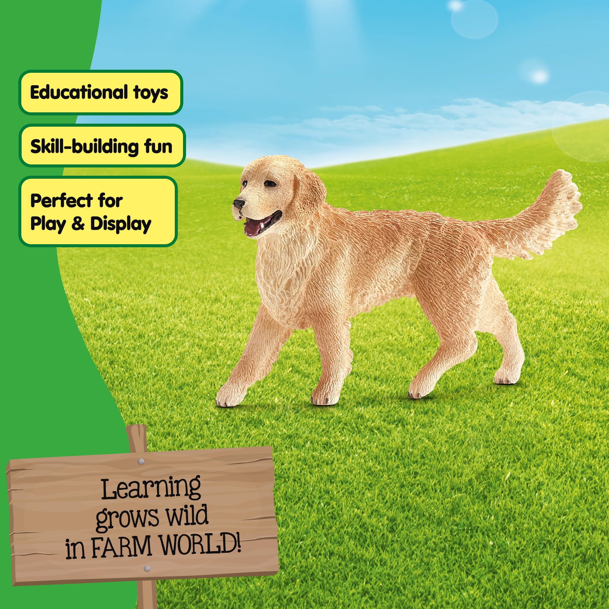 Schleich 16395 Farm World Golden Retriever Female Figurine - Realistic Animal Toy for Ages 3+ 6