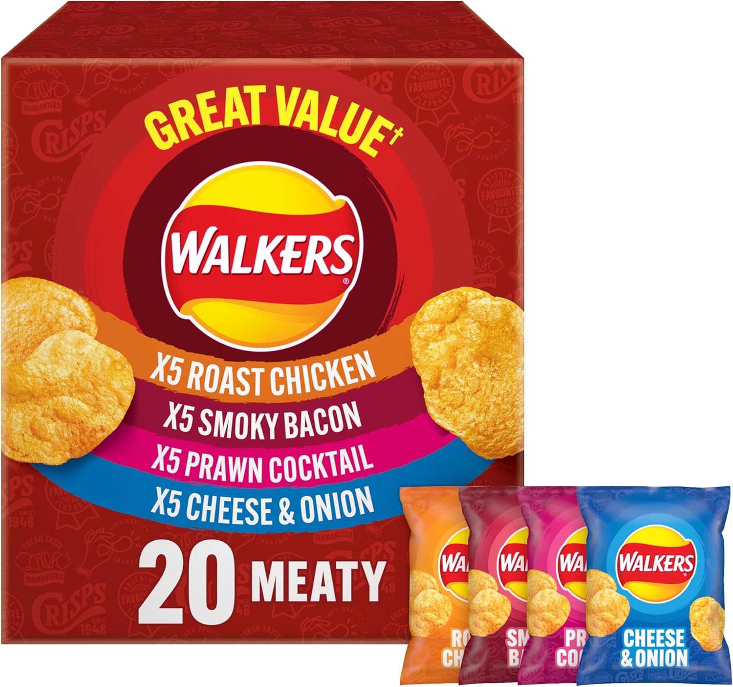 Walkers Meaty Variety Multipack Crisps 20x25g