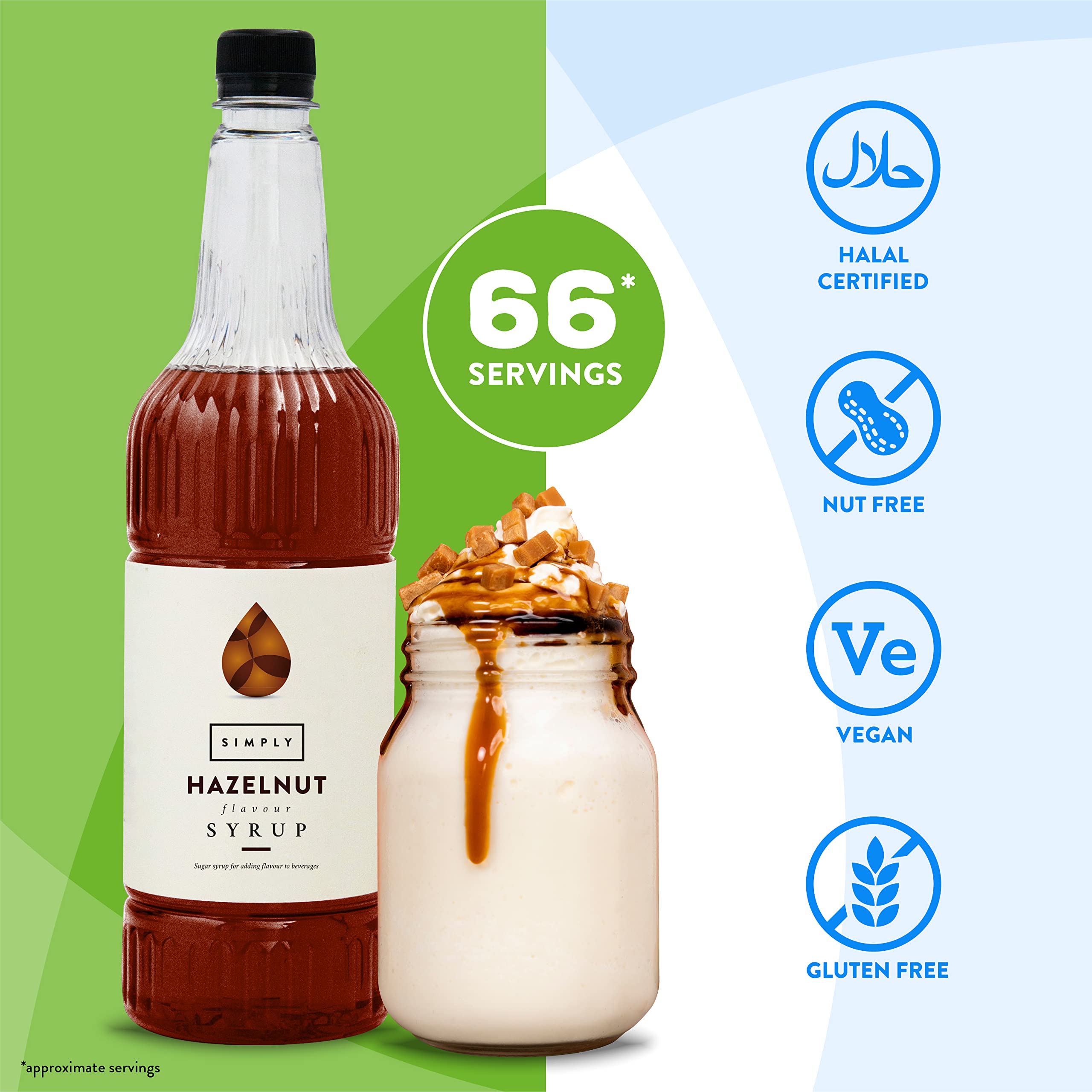 Simply Hazelnut Flavoured Syrup - Vegan, Nut Free | 1 Litre