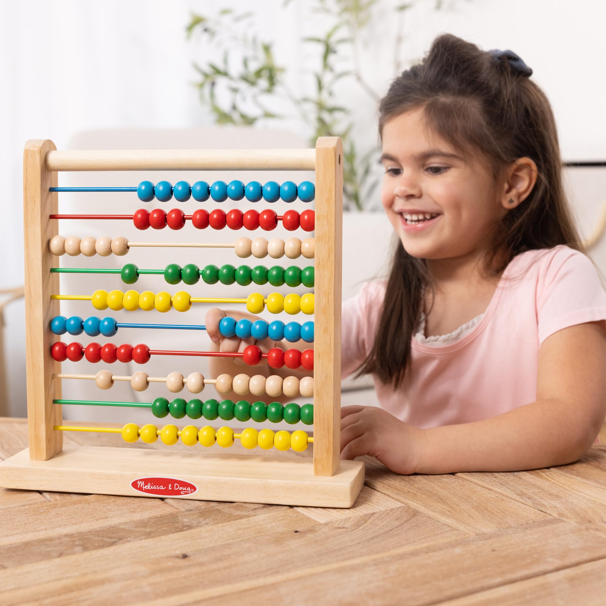Melissa & Doug Classic Wooden Abacus Counting Toy with 100 Beads for Ages 3+