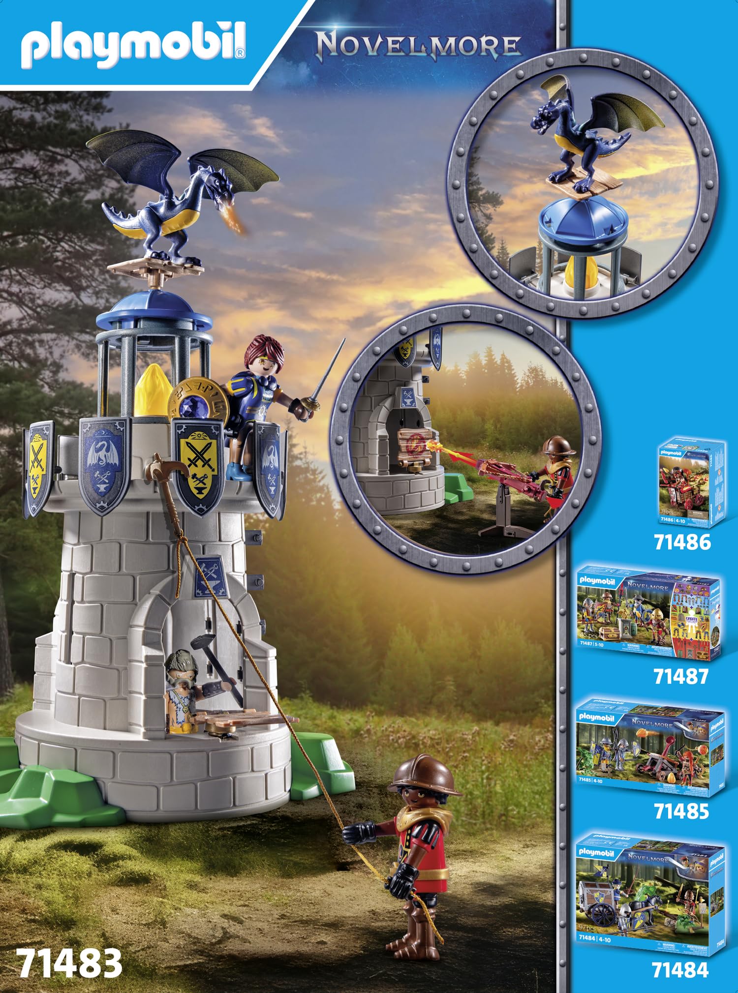 Playmobil Knight's Tower with Blacksmith and Dragon - 89-Piece Playset for Ages 4+ 4