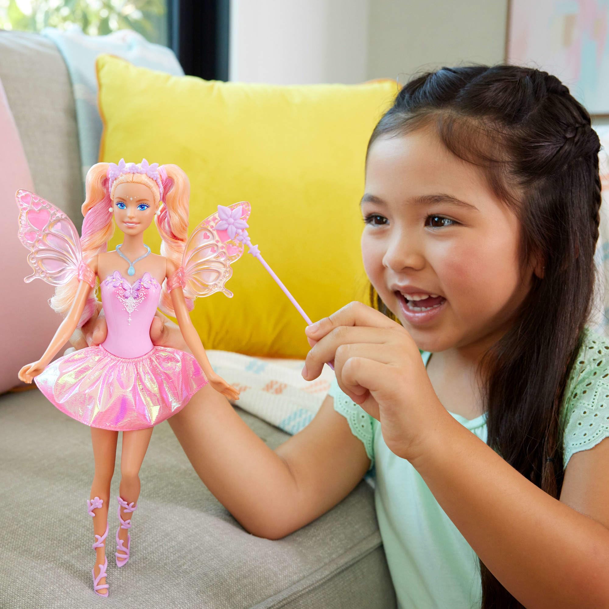 Barbie Fairy Doll with Toy Wand & Fashion Accessories - Color Change Feature | Ages 3+ | JCP76