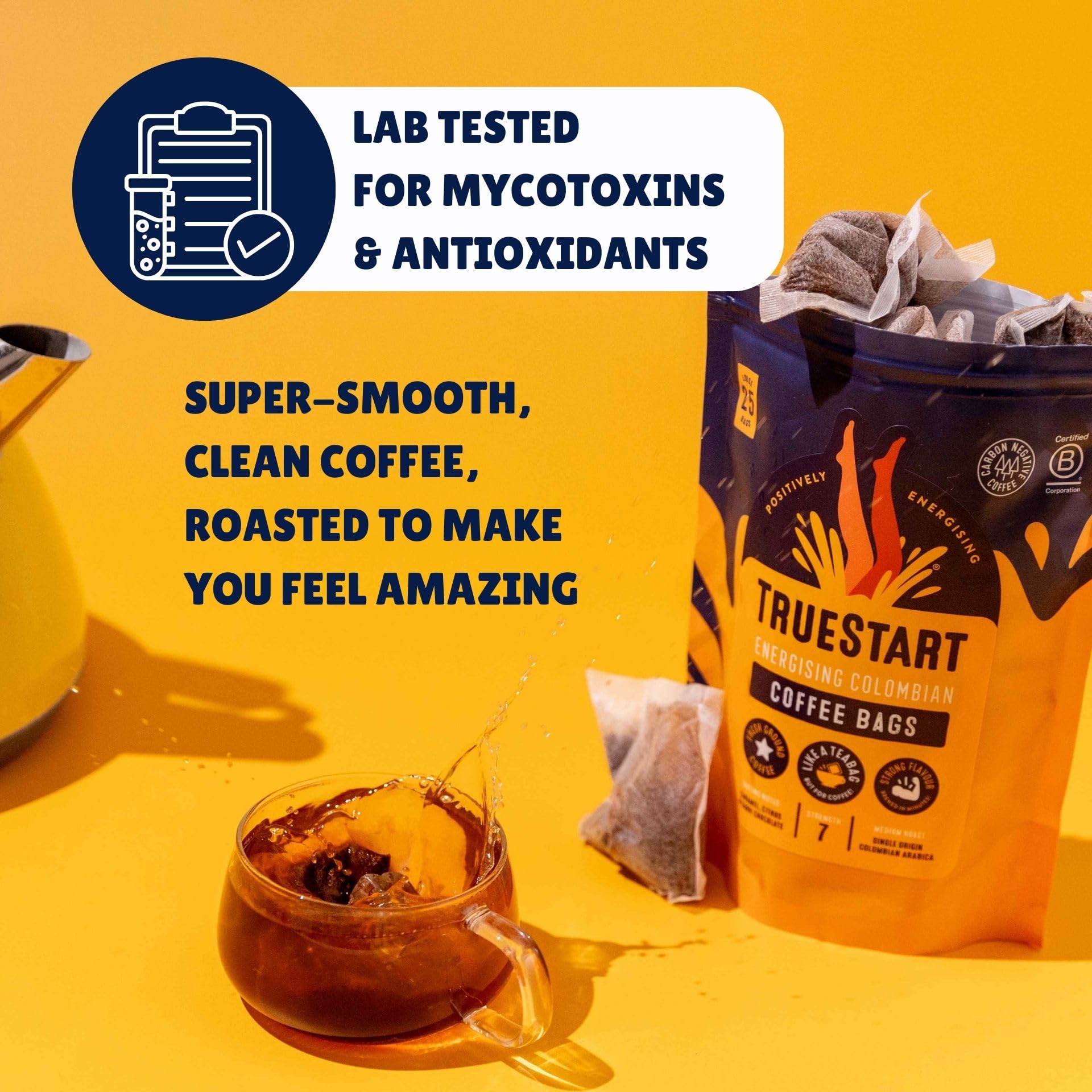 TrueStart Coffee Bags, Super Blend Strong – 25 Loose Bags, Mycotoxin-Free, Rich in Antioxidants, Gluten Free, Individually Wrapped & Resealable Pouch 4