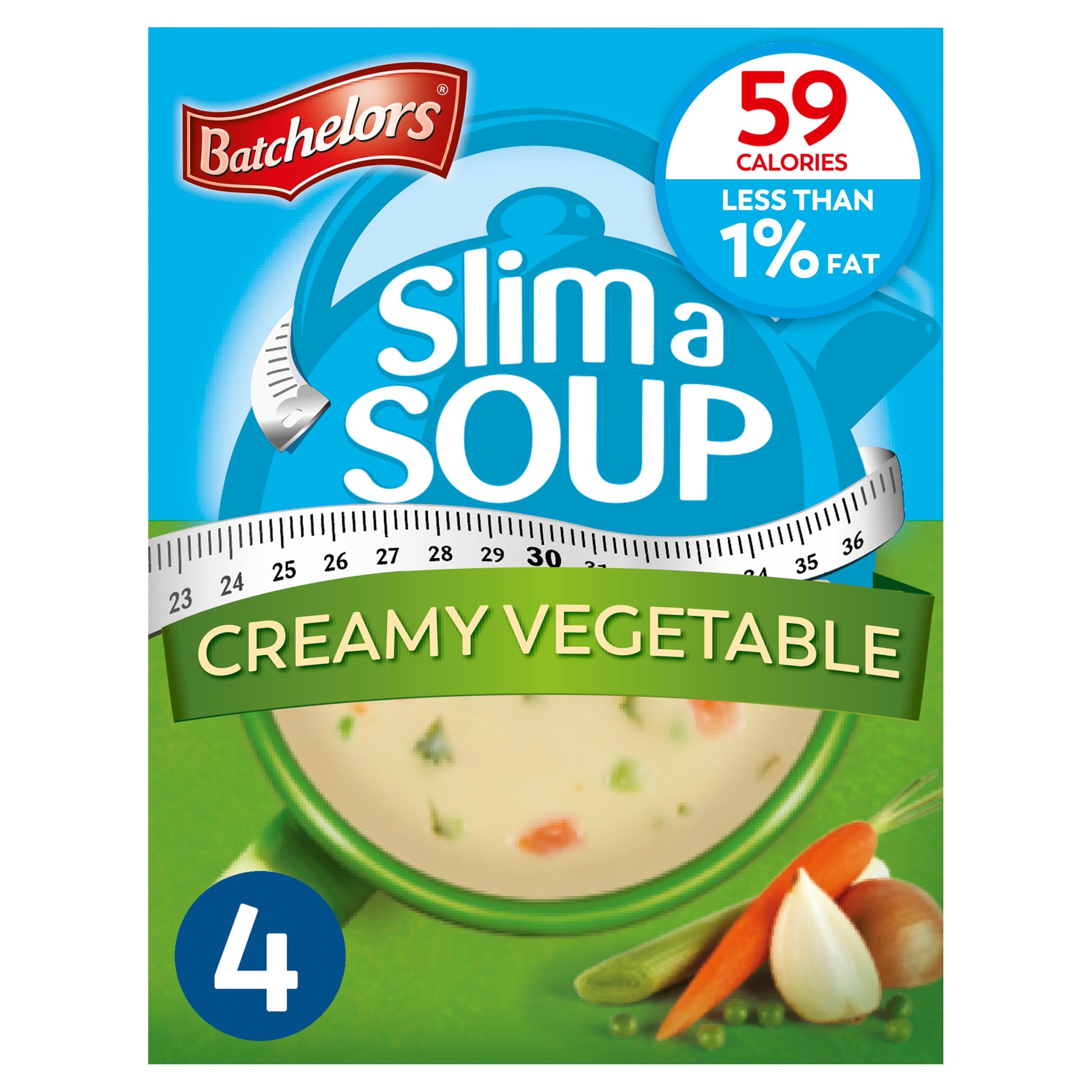Batchelors Slim a Soup Cream of Vegetable Instant Soup Sachets, Low Fat, 4 Sachets