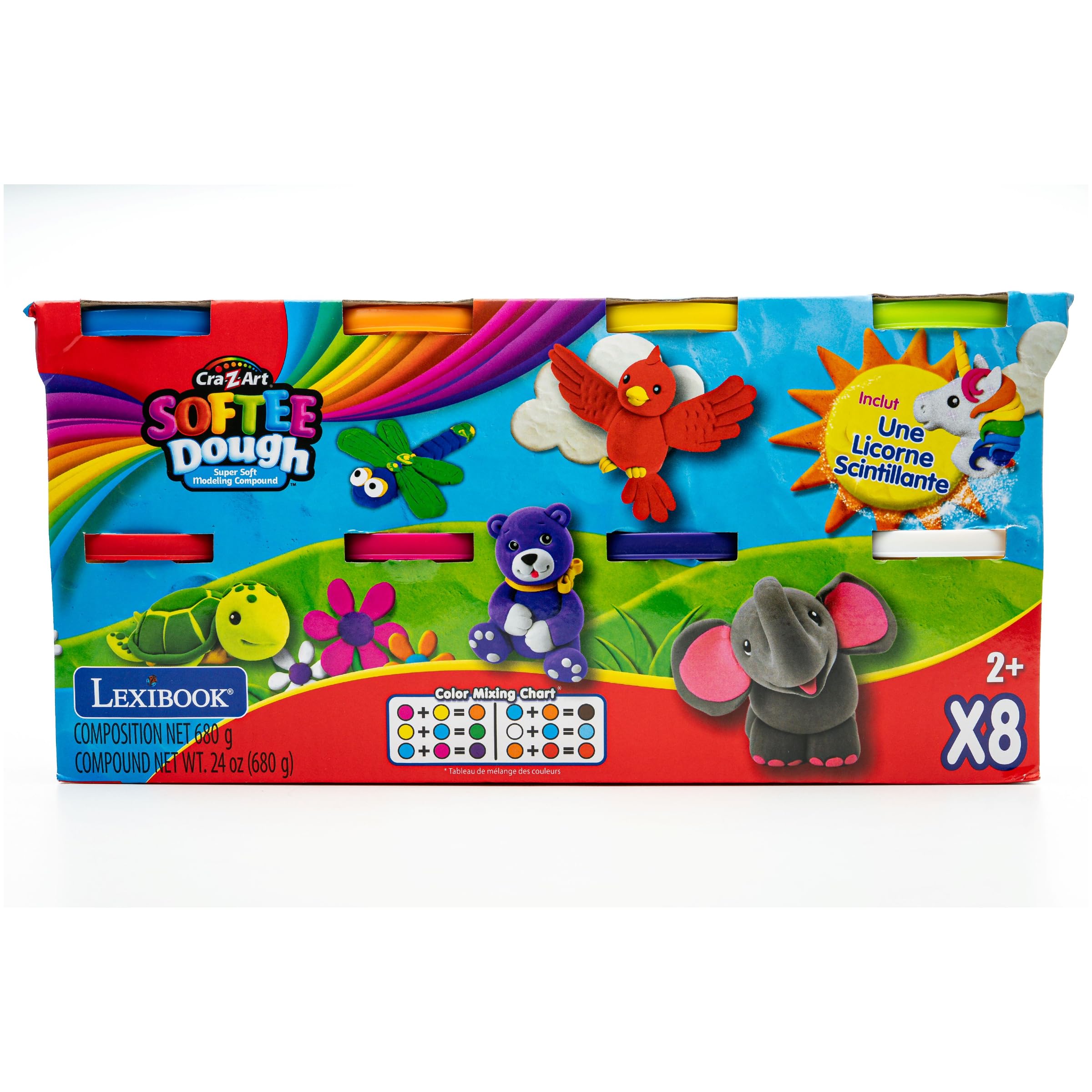 LEXIBOOK Soft and Malleable Modeling Dough - 8 Vibrant Colors, CRDOUGH1 5