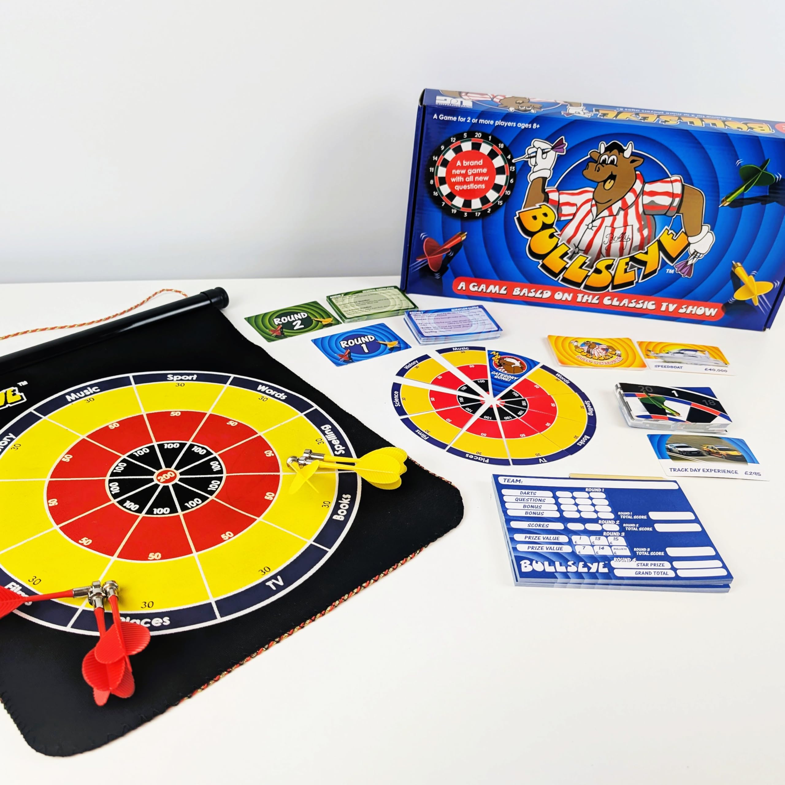 Bullseye Board Game, Classic TV Show Quiz with Magnetic Darts, Ages 14+, 2- 4