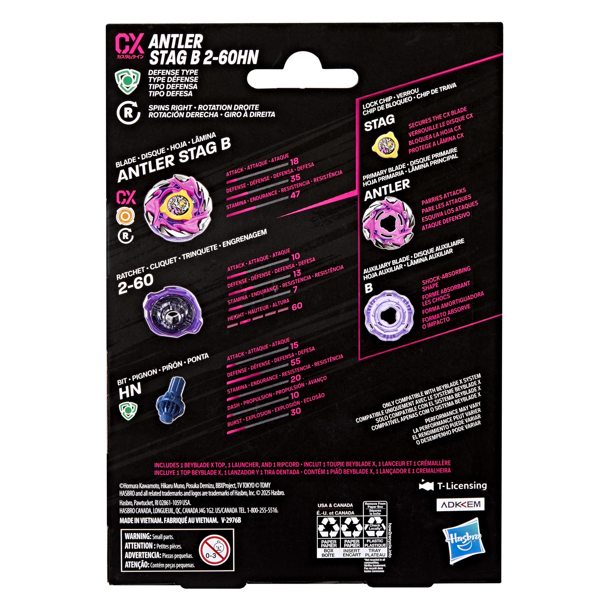 Hasbro Beyblade X Antler Stag B 2-60HN CX Starter Pack Top and Launcher | Ages 8+ 6