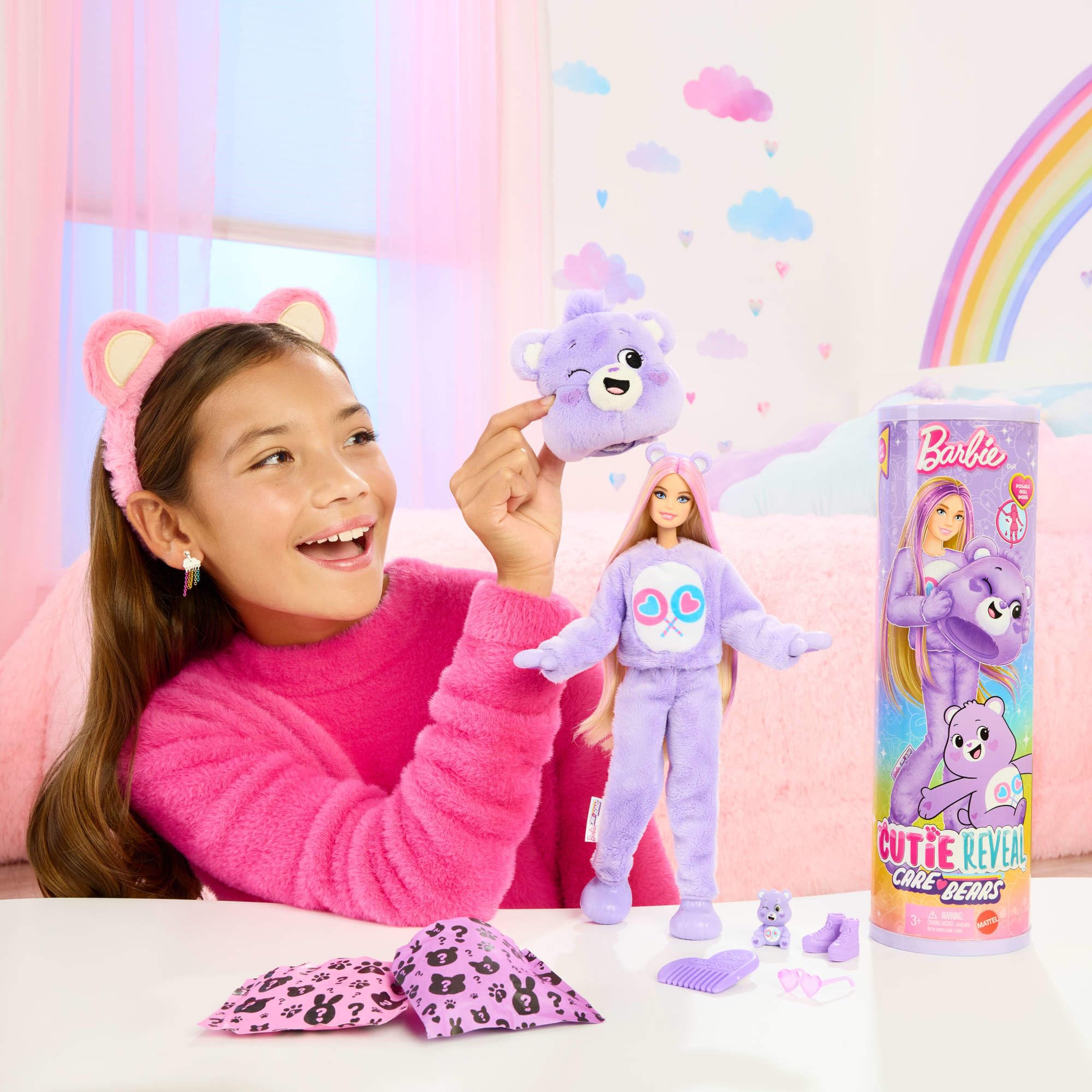 Barbie Cutie Reveal Doll & Accessories - Care Bears Series 1 Share Bear Playset 6